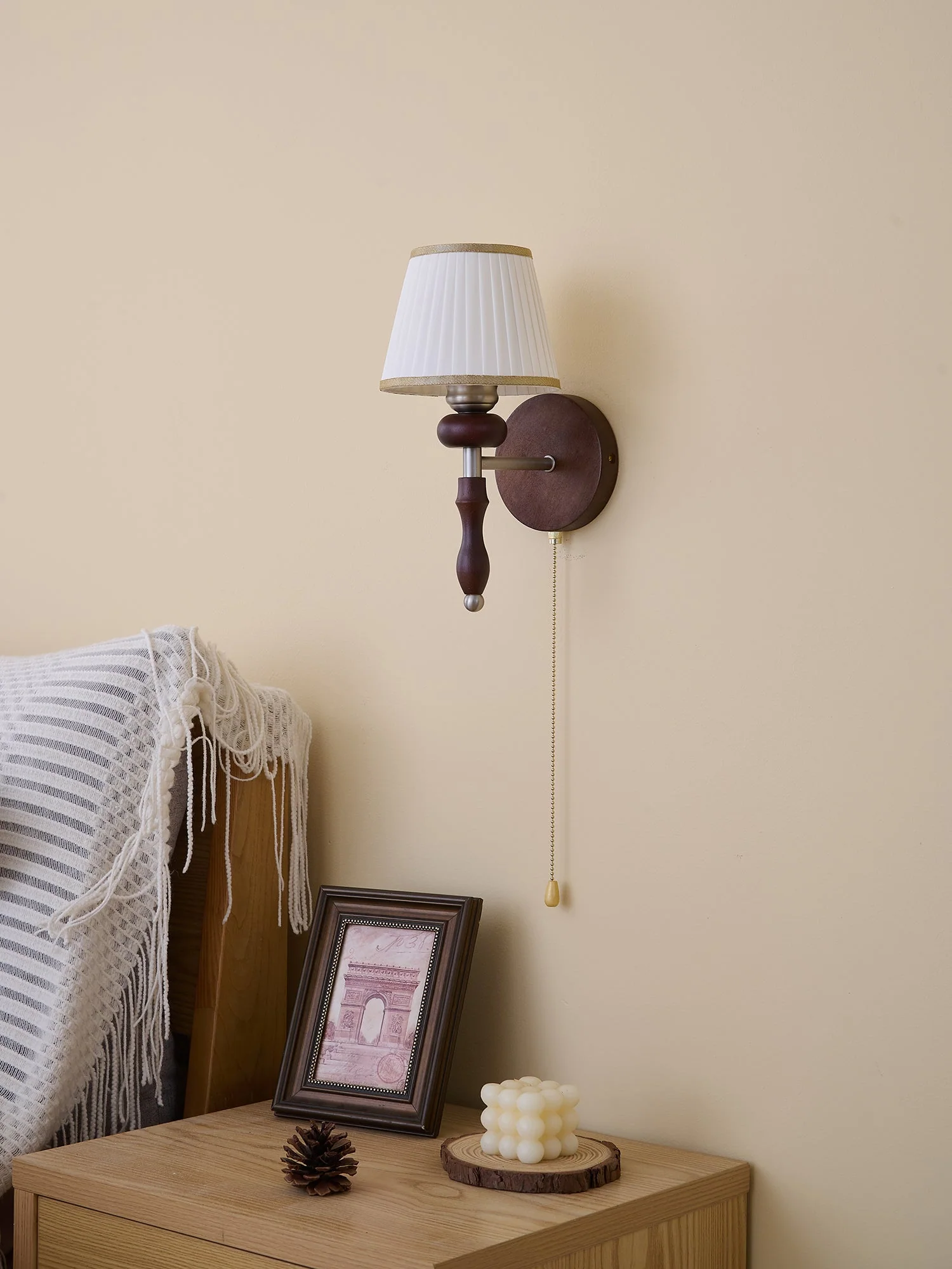Eshae Premium Nordic Art Fabric Wood Wall Lamp - Image 21