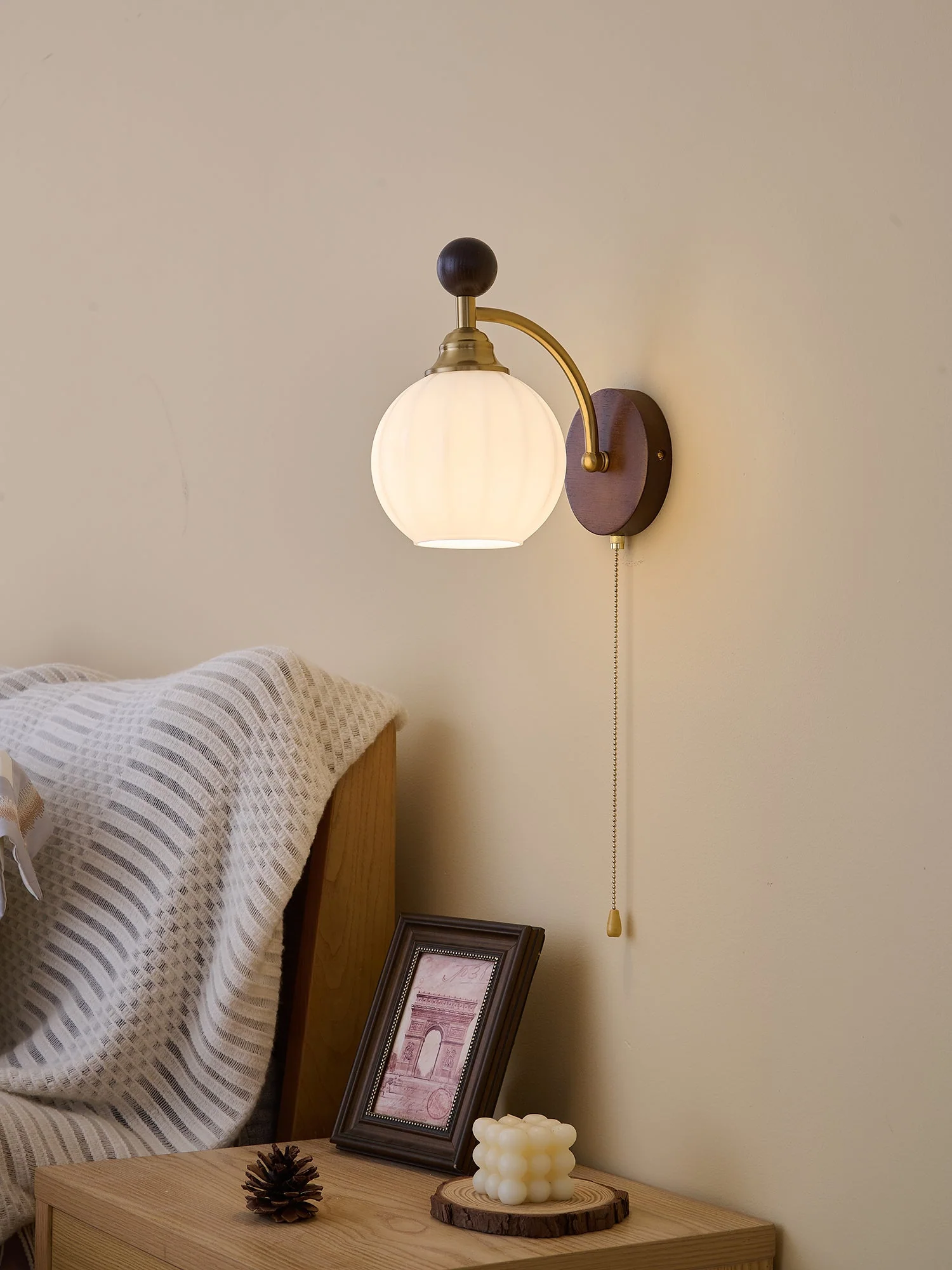 Eshae Premium Nordic Art Fabric Wood Wall Lamp - Image 23