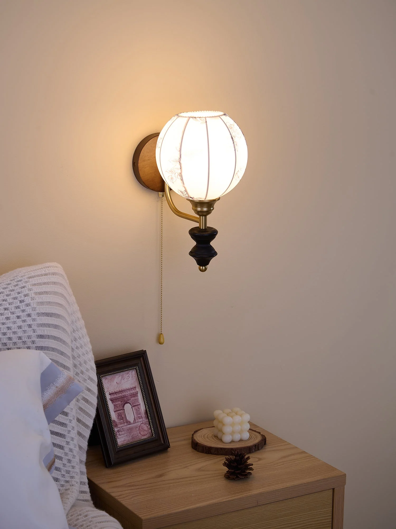 Eshae Premium Nordic Art Fabric Wood Wall Lamp - Image 24