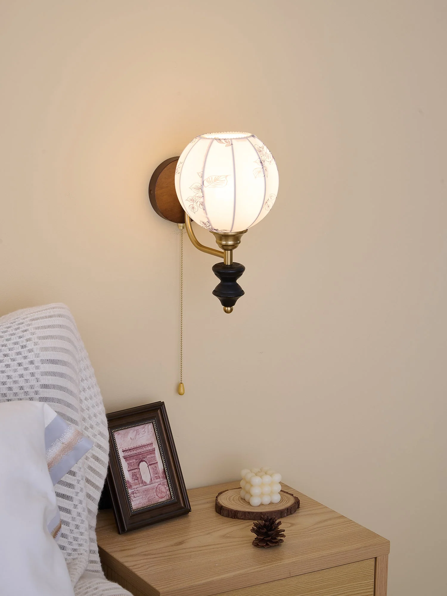 Eshae Premium Nordic Art Fabric Wood Wall Lamp - Image 25