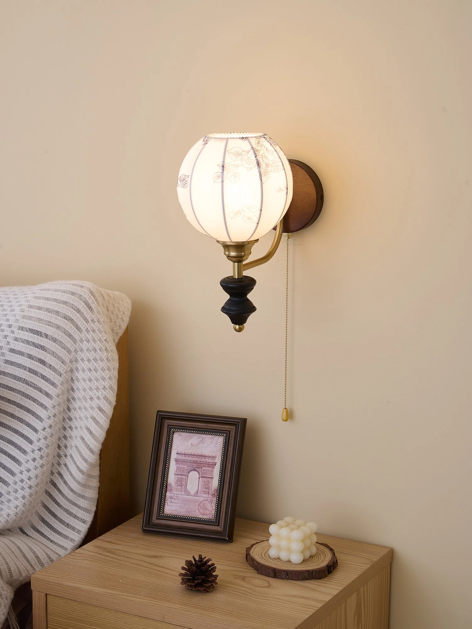 Eshae Premium Nordic Art Fabric Wood Wall Lamp - Image 26