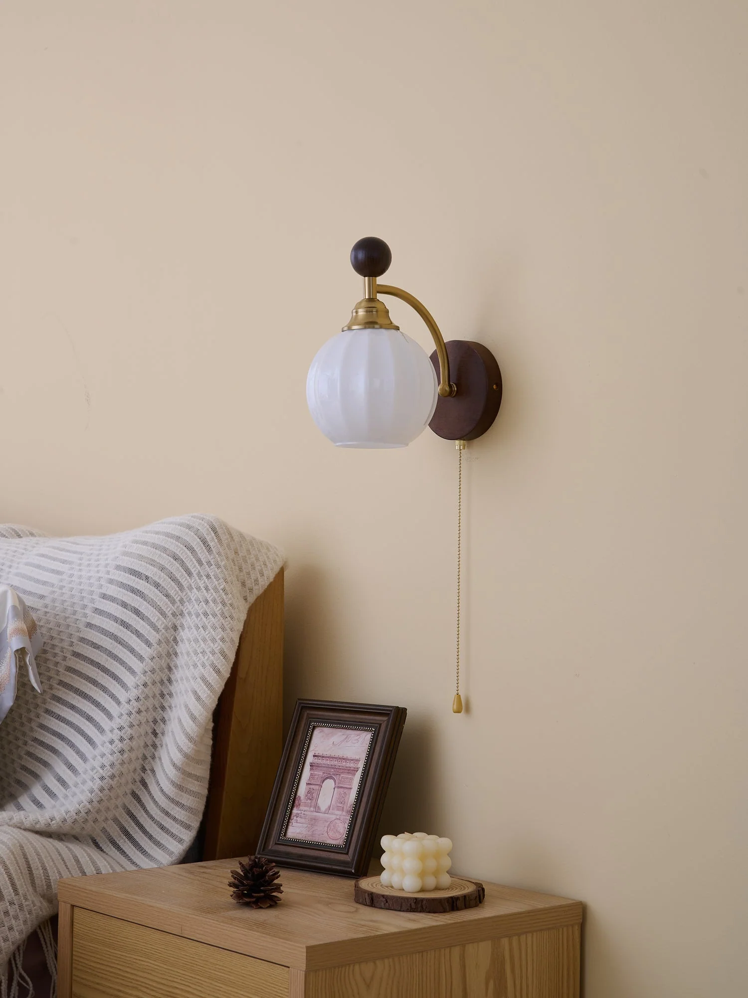 Eshae Premium Nordic Art Fabric Wood Wall Lamp - Image 27