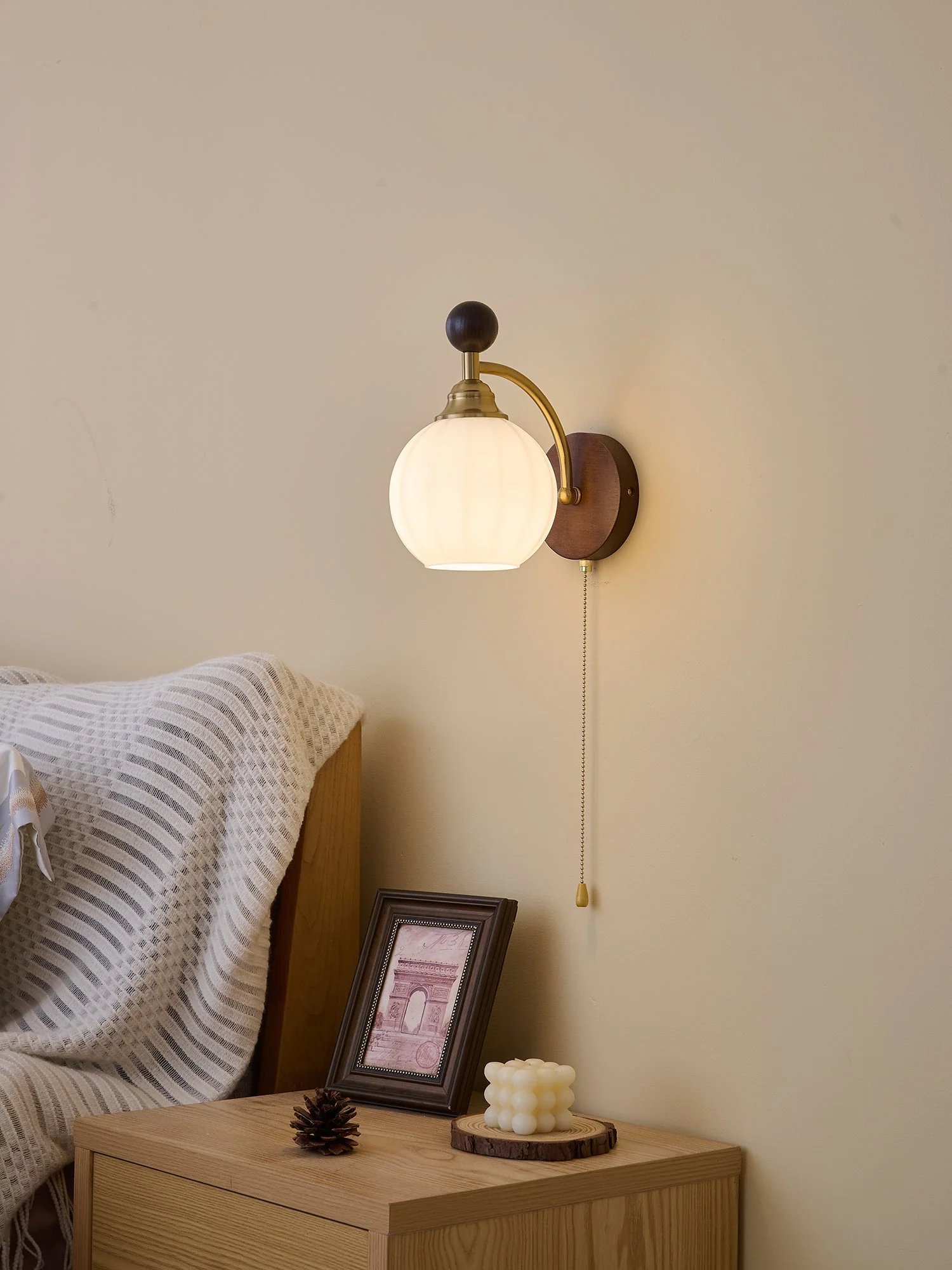 Eshae Premium Nordic Art Fabric Wood Wall Lamp - Image 29