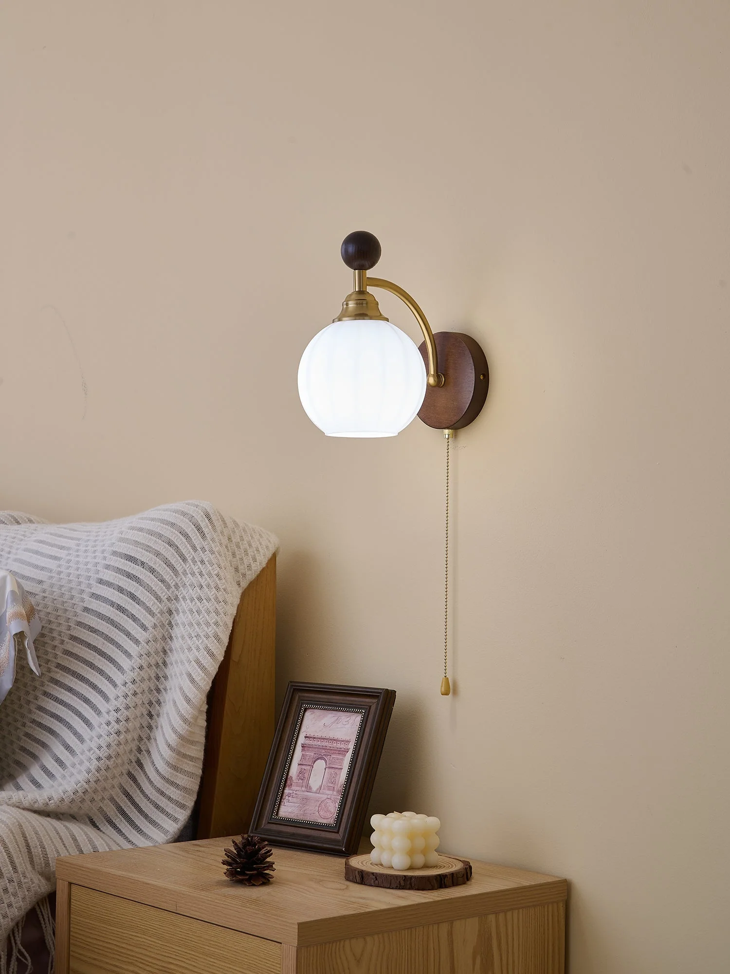 Eshae Premium Nordic Art Fabric Wood Wall Lamp - Image 30