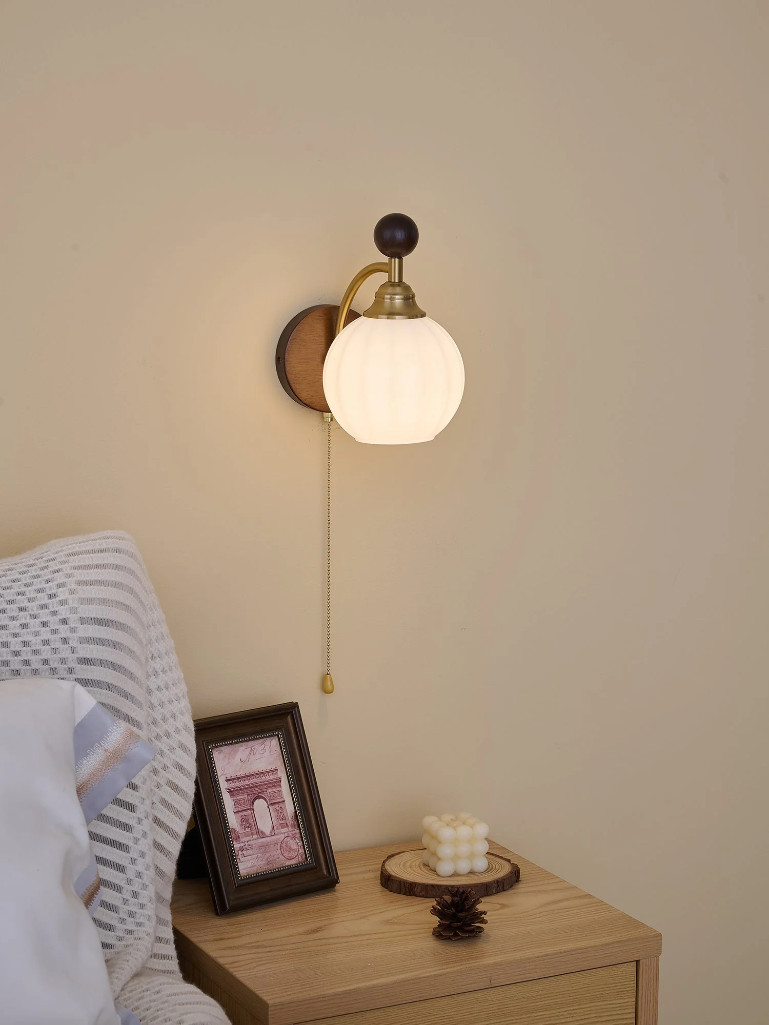 Eshae Premium Nordic Art Fabric Wood Wall Lamp - Image 31