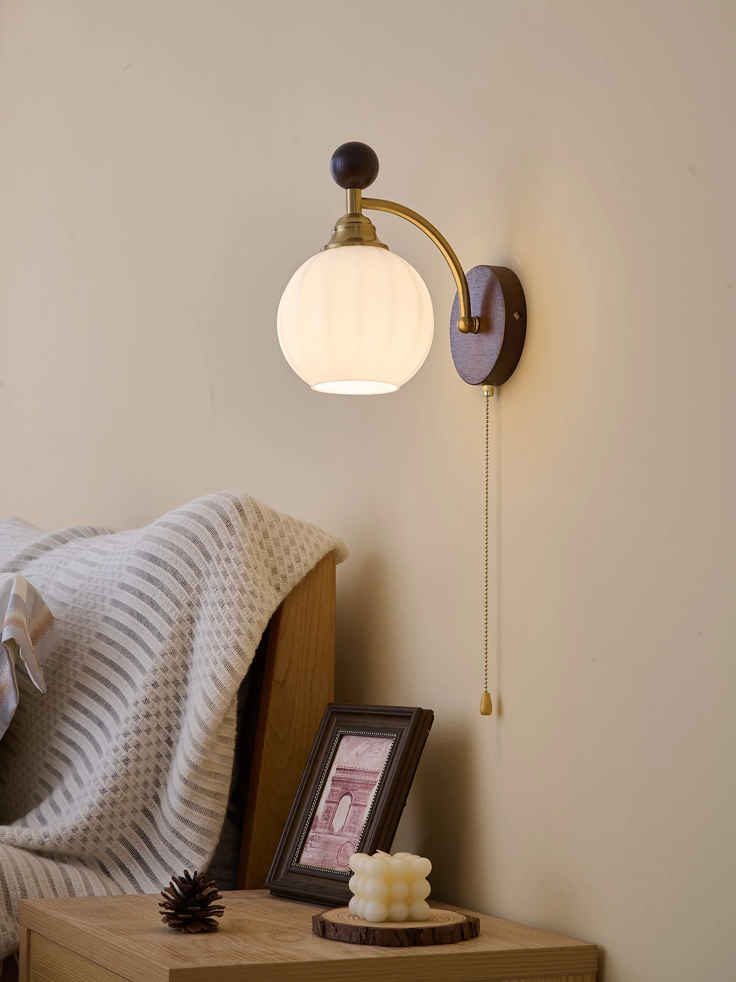 Eshae Premium Nordic Art Fabric Wood Wall Lamp - Image 32