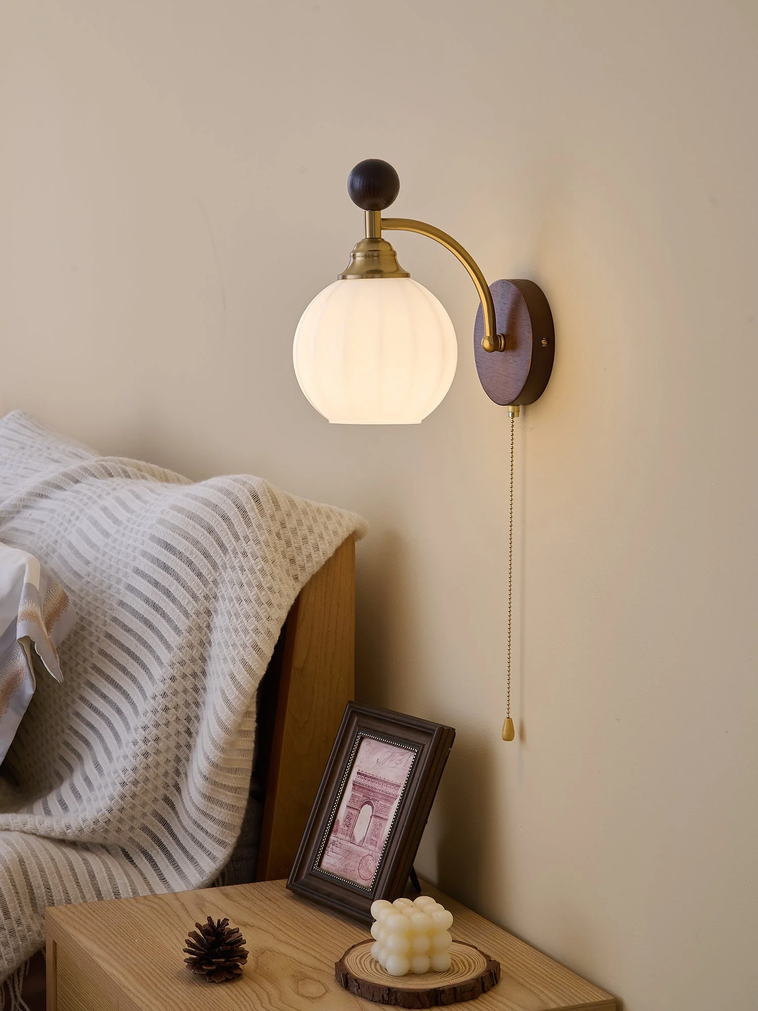 Eshae Premium Nordic Art Fabric Wood Wall Lamp - Image 33