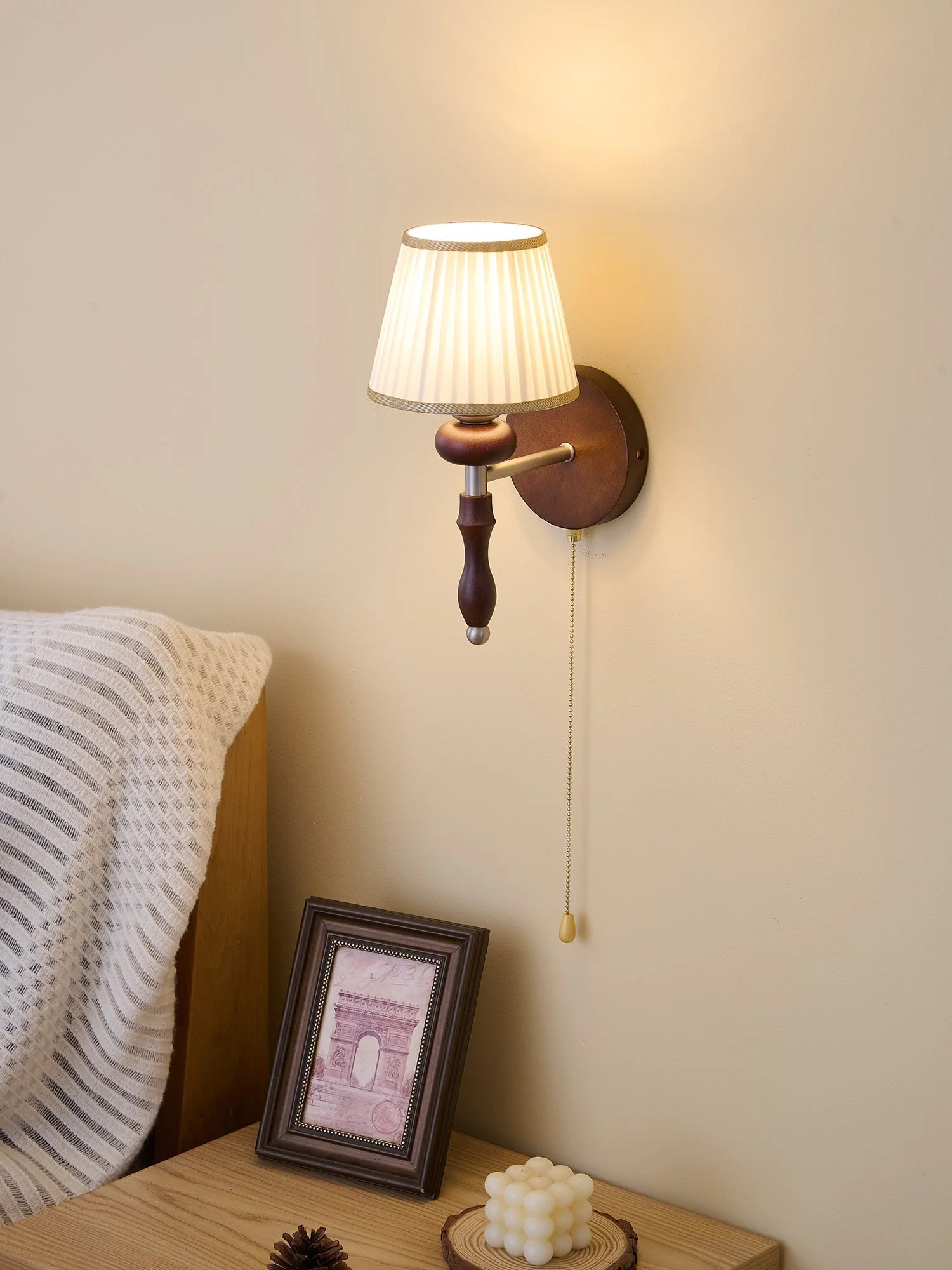 Eshae Premium Nordic Art Fabric Wood Wall Lamp - Image 34