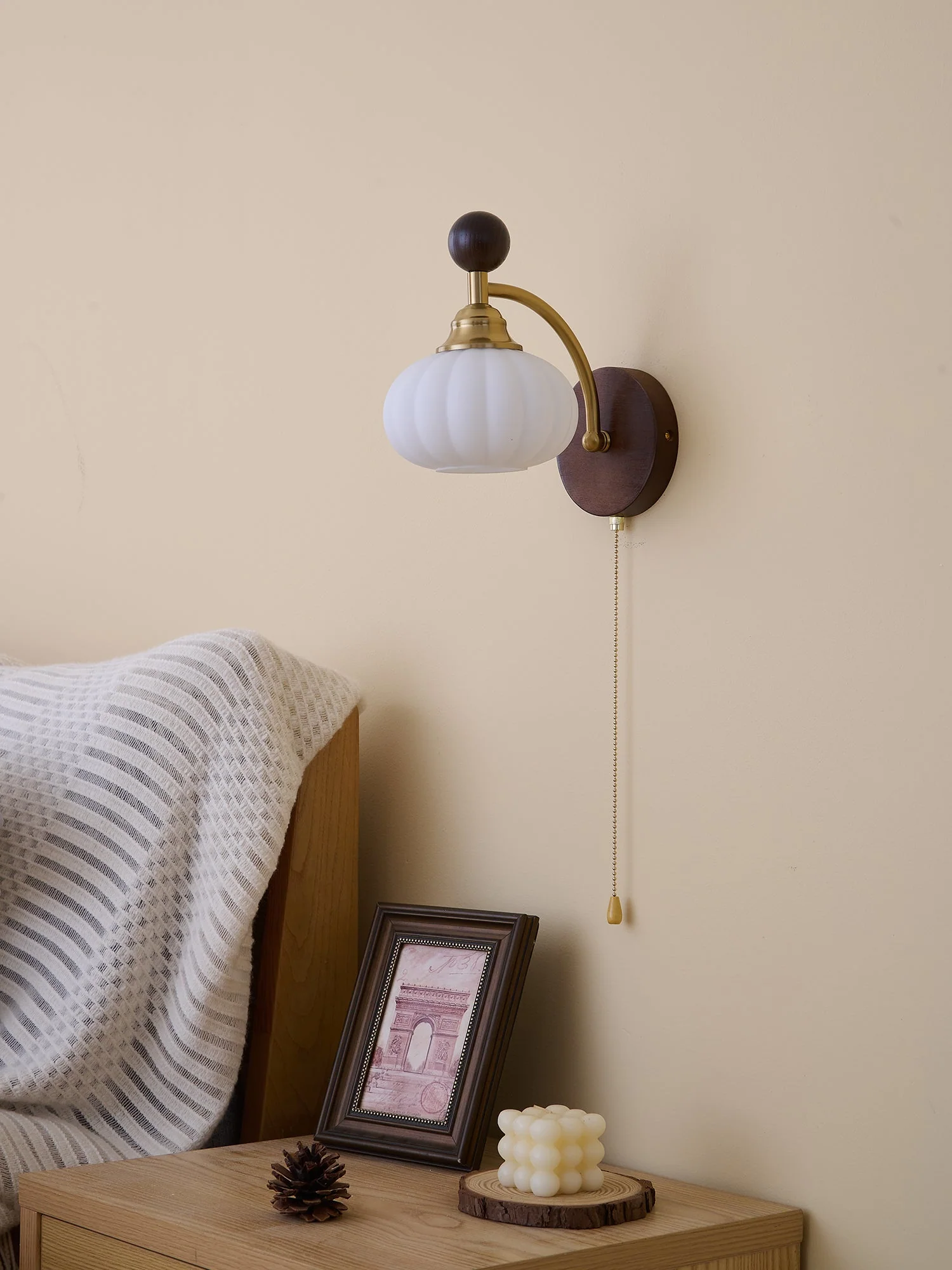 Eshae Premium Nordic Art Fabric Wood Wall Lamp - Image 35