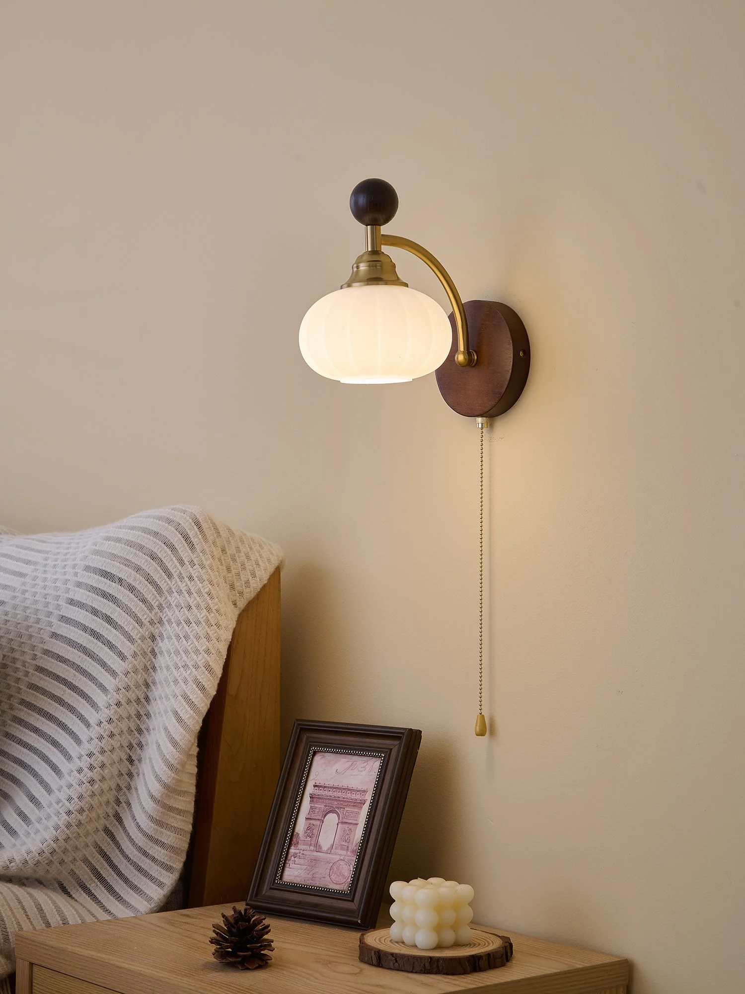 Eshae Premium Nordic Art Fabric Wood Wall Lamp - Image 36
