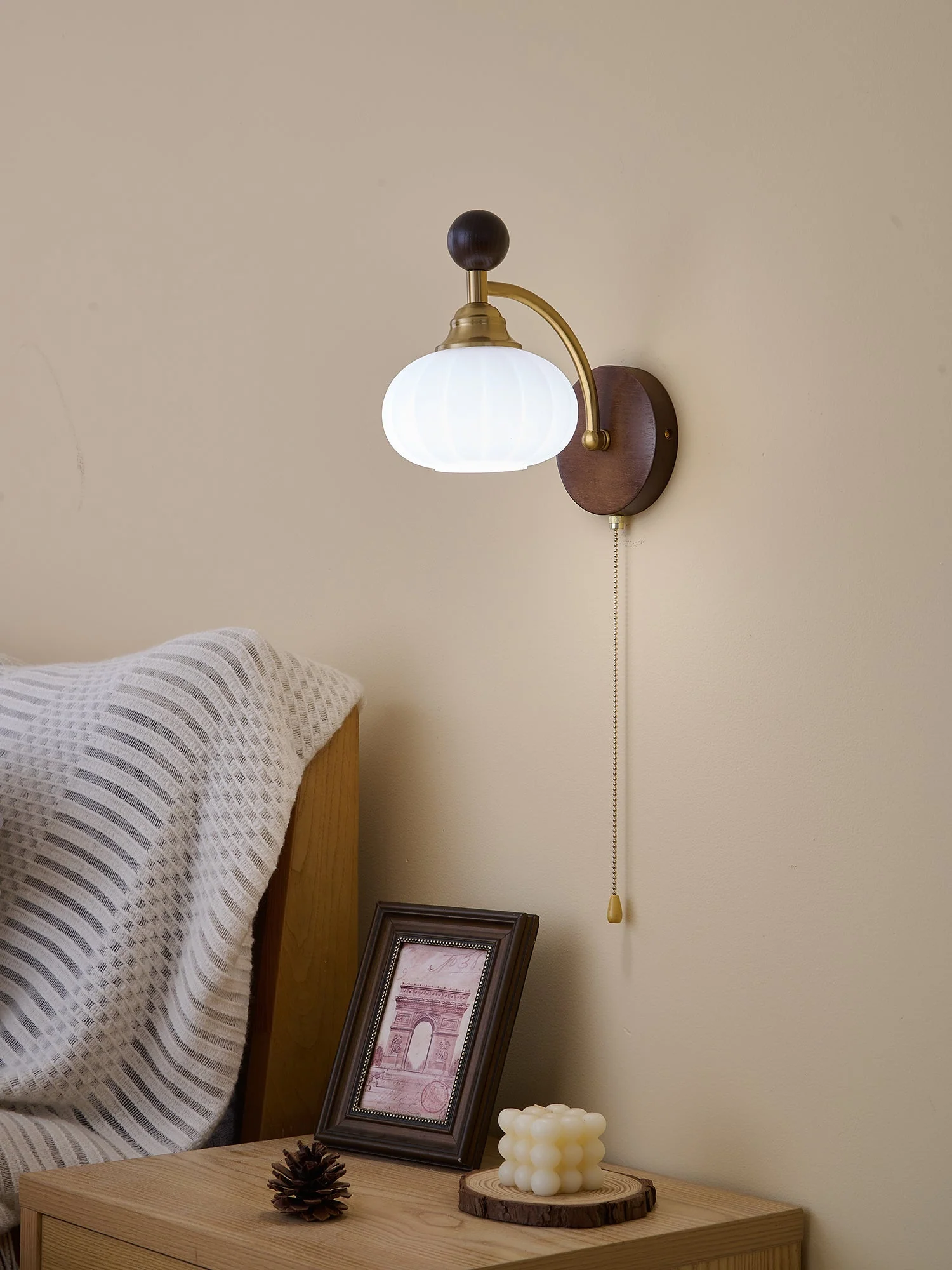 Eshae Premium Nordic Art Fabric Wood Wall Lamp - Image 37