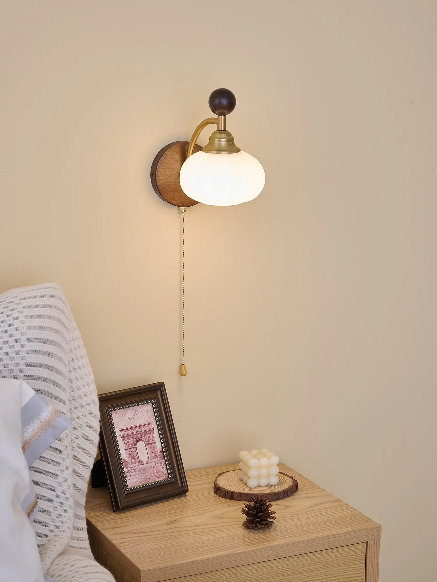 Eshae Premium Nordic Art Fabric Wood Wall Lamp - Image 38