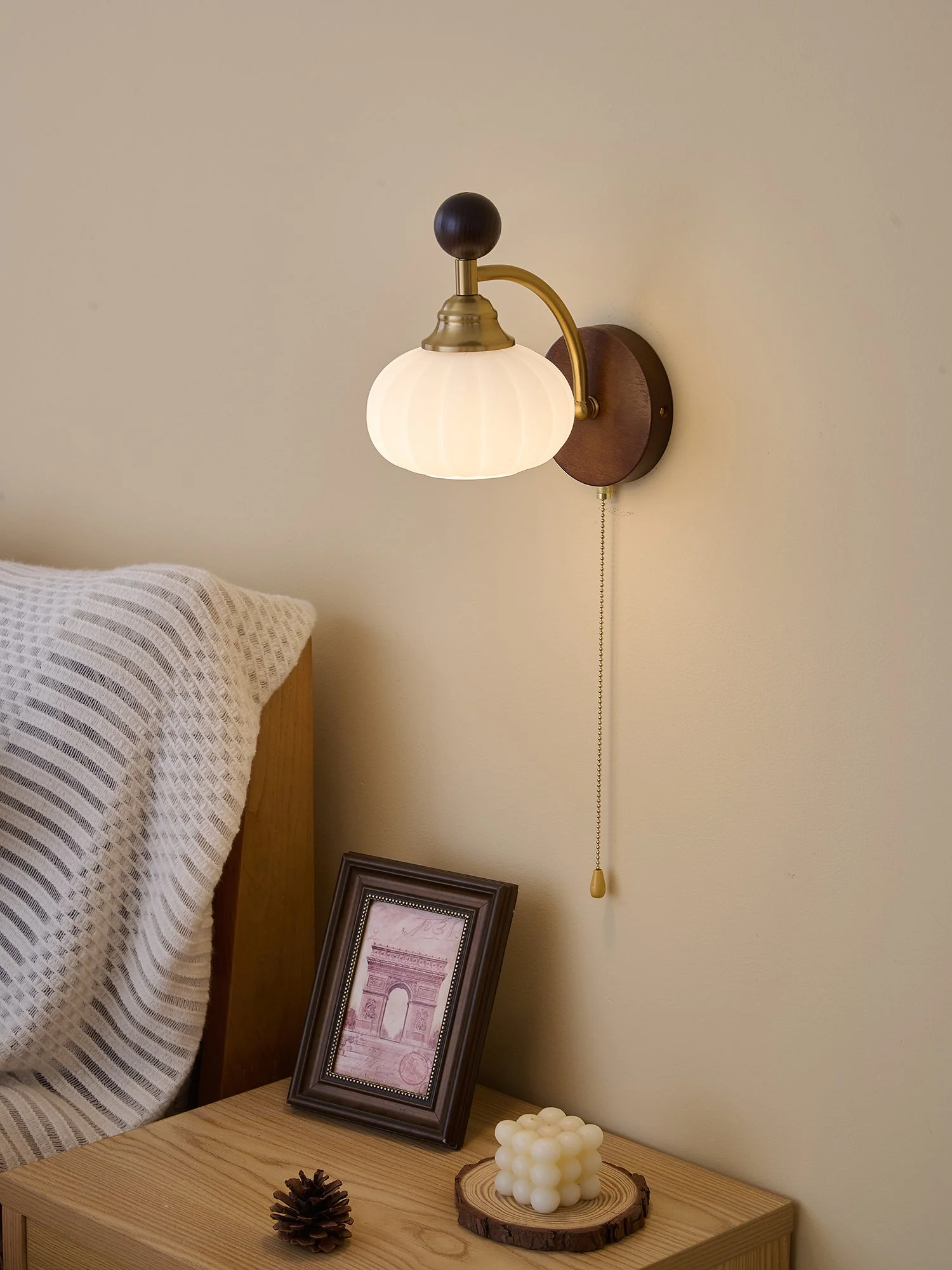 Eshae Premium Nordic Art Fabric Wood Wall Lamp - Image 41