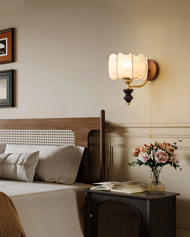 Eshae Premium Nordic Art Fabric Wood Wall Lamp - Image 49