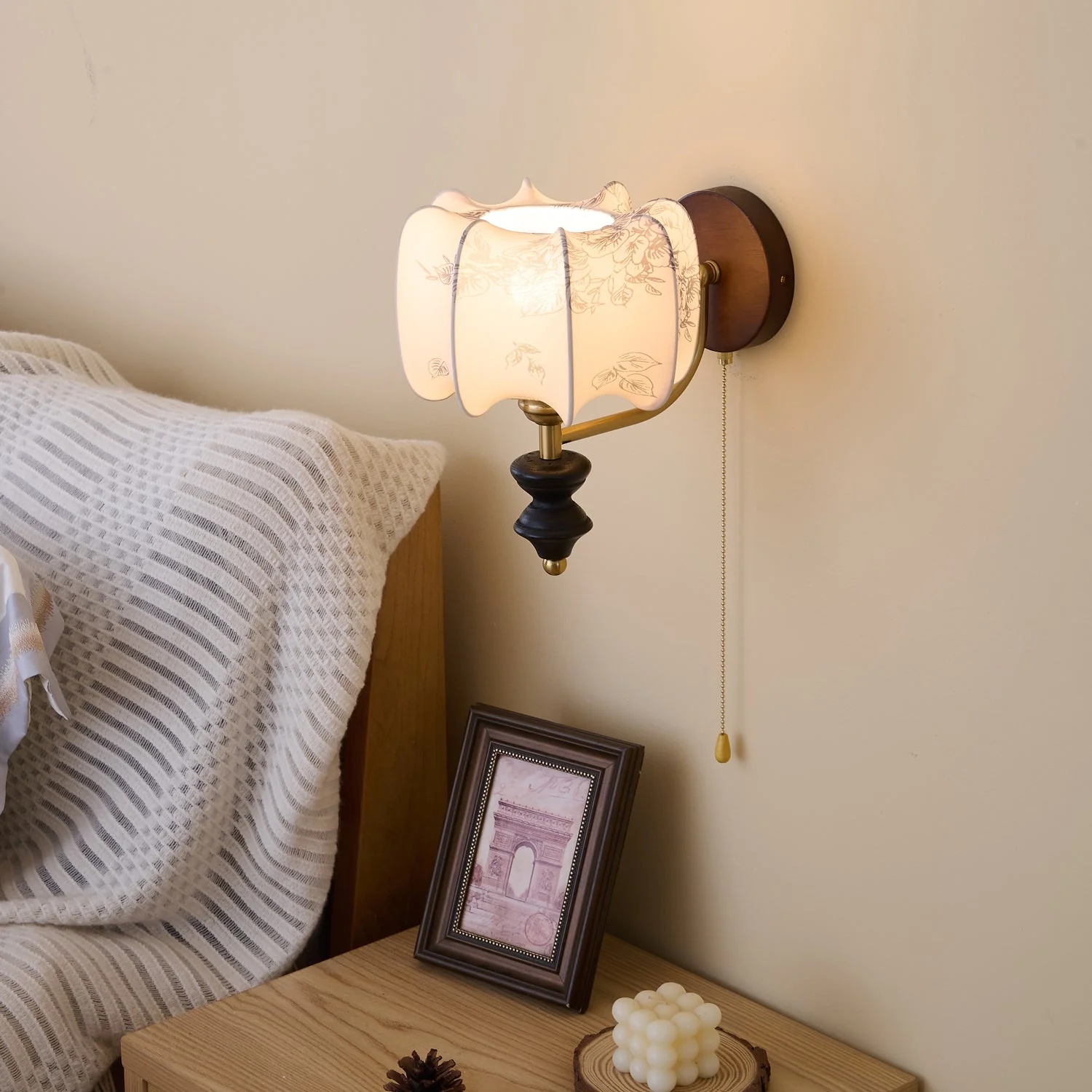 Eshae Premium Nordic Art Fabric Wood Wall Lamp - Image 52