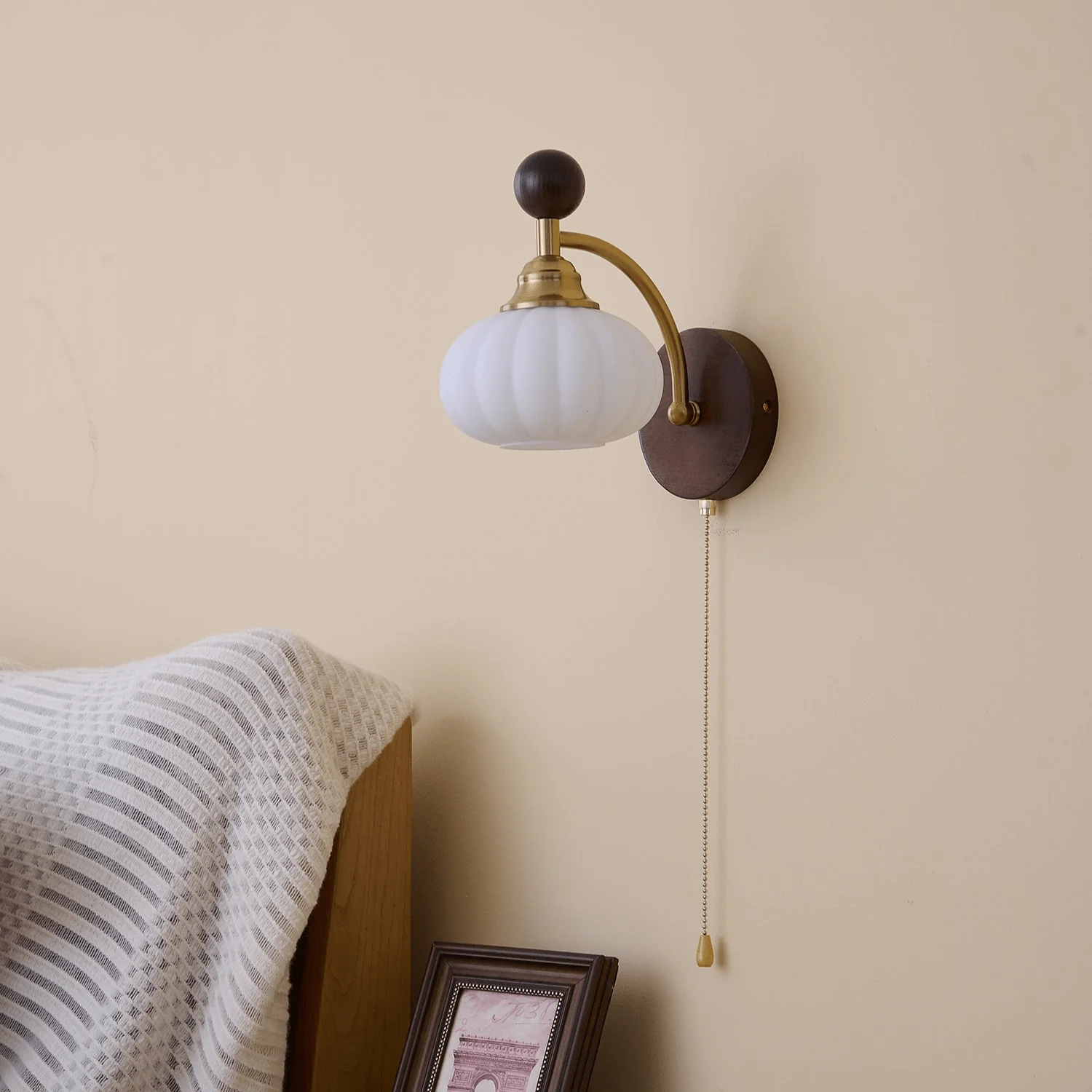 Eshae Premium Nordic Art Fabric Wood Wall Lamp - Image 57
