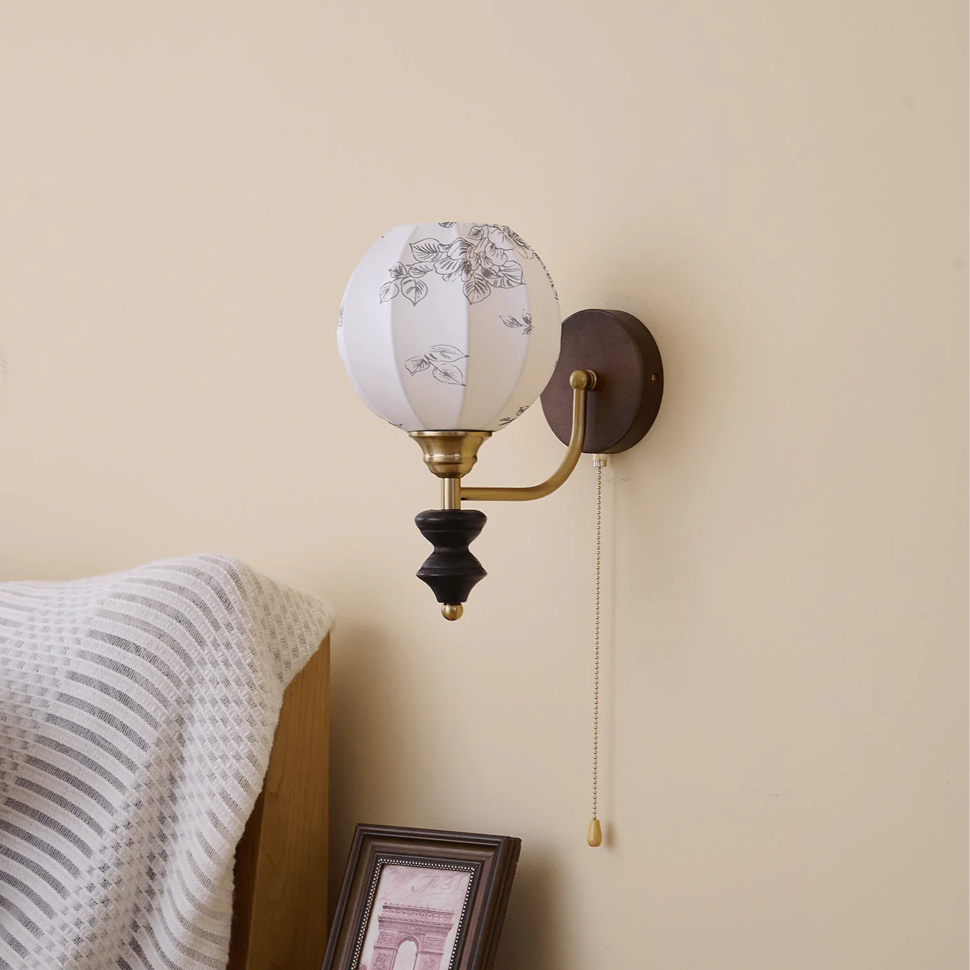 Eshae Premium Nordic Art Fabric Wood Wall Lamp - Image 60