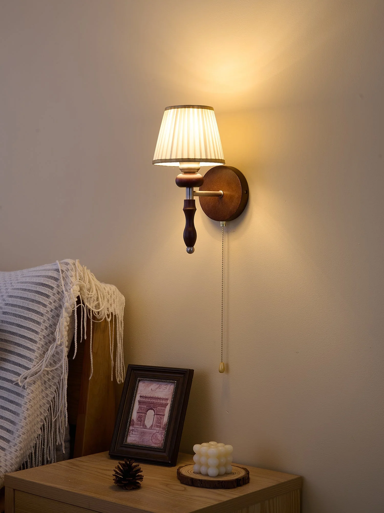 Eshae Premium Nordic Art Fabric Wood Wall Lamp - Image 67