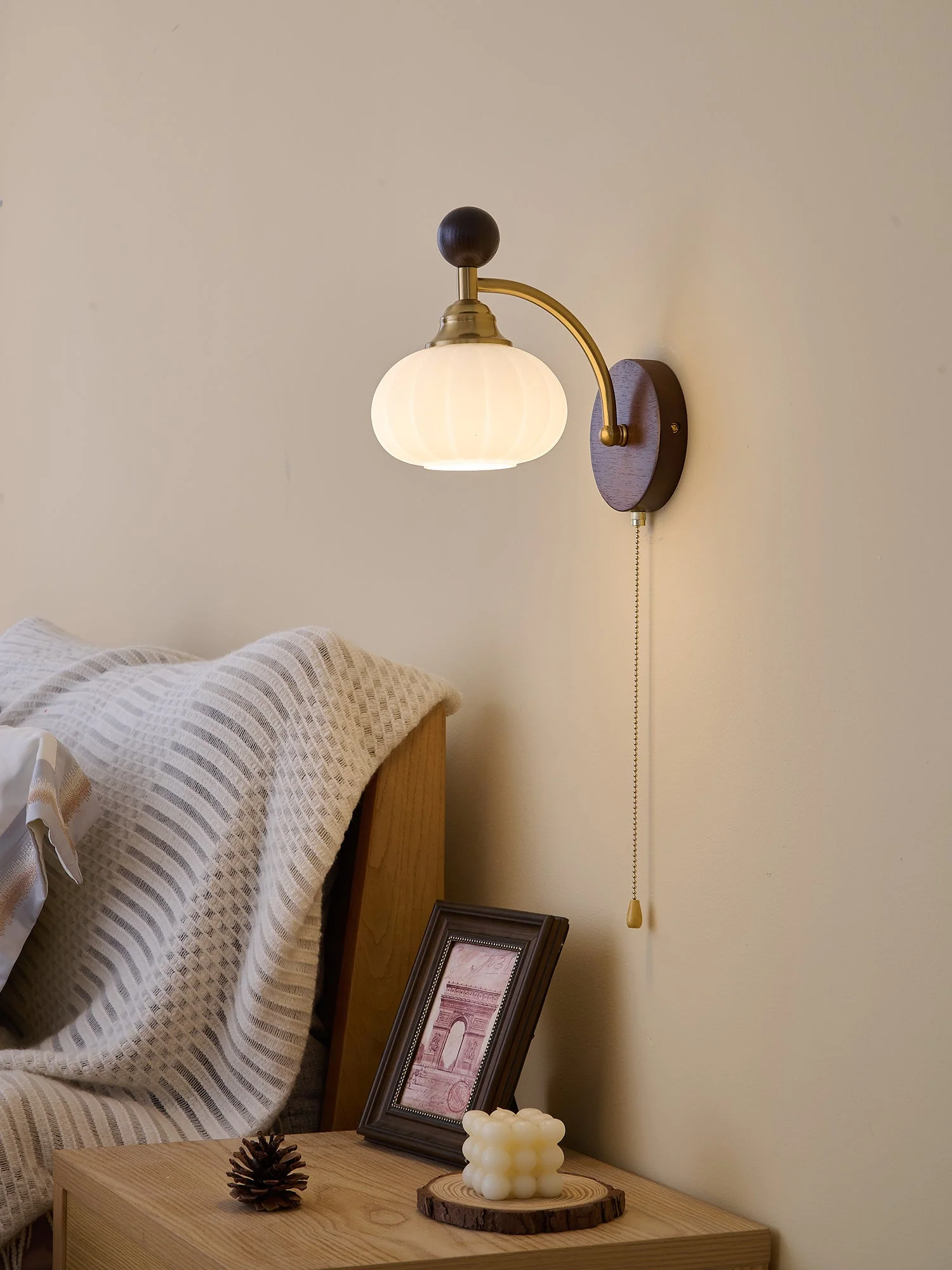 Eshae Premium Nordic Art Fabric Wood Wall Lamp - Image 69