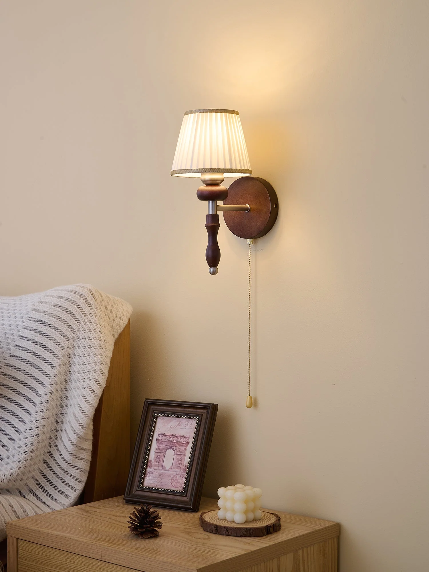 Eshae Premium Nordic Art Fabric Wood Wall Lamp - Image 70