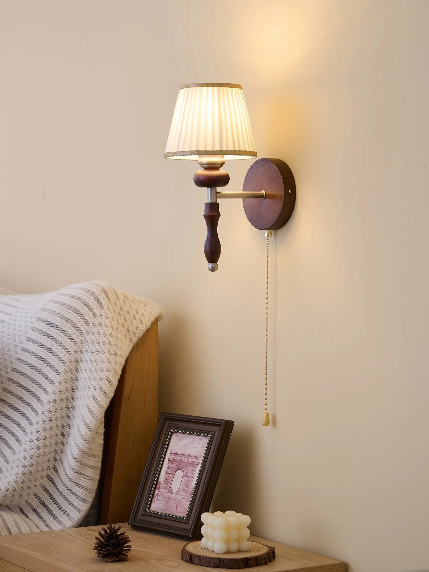 Eshae Premium Nordic Art Fabric Wood Wall Lamp - Image 71