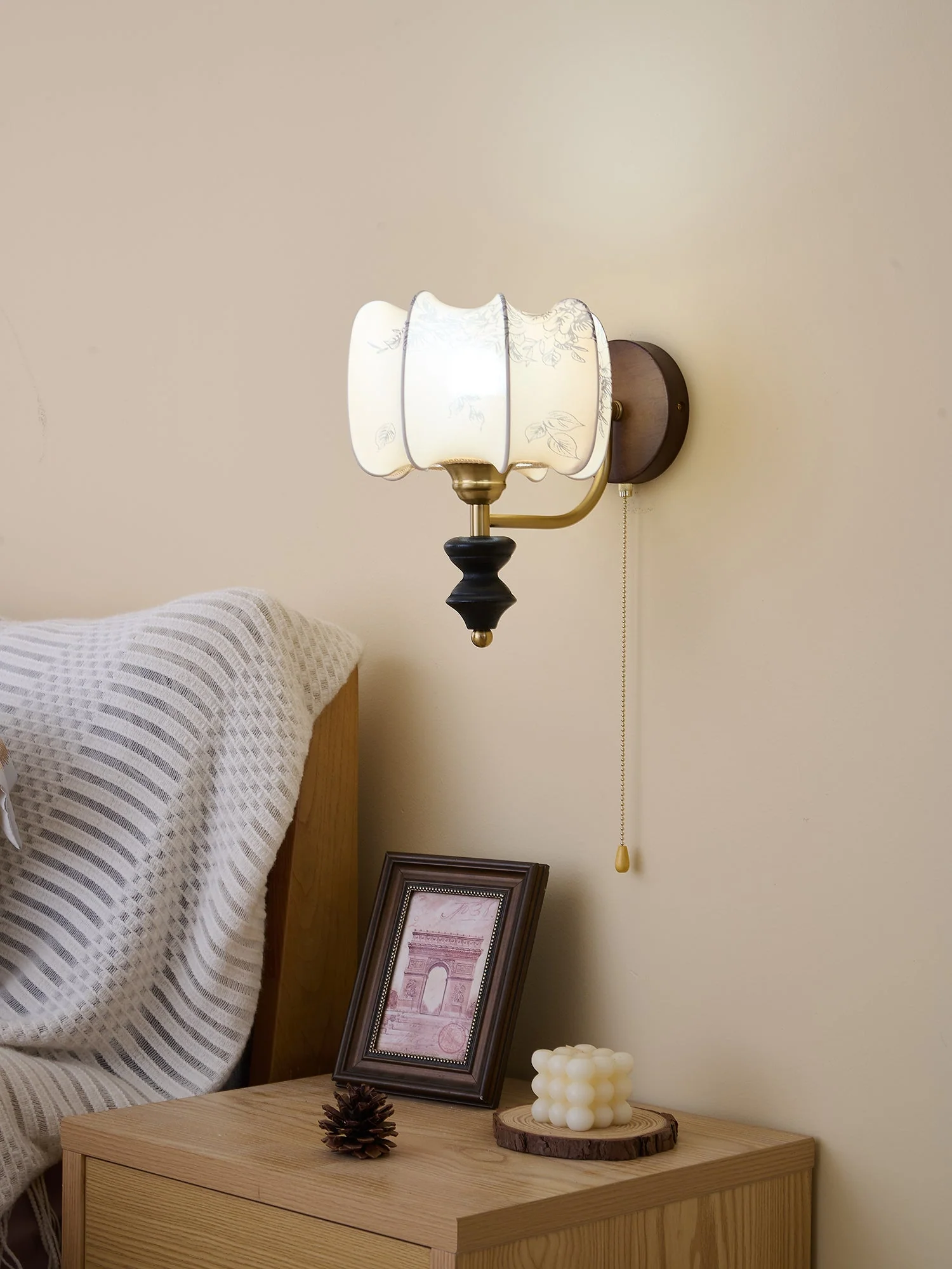 Eshae Premium Nordic Art Fabric Wood Wall Lamp - Image 8
