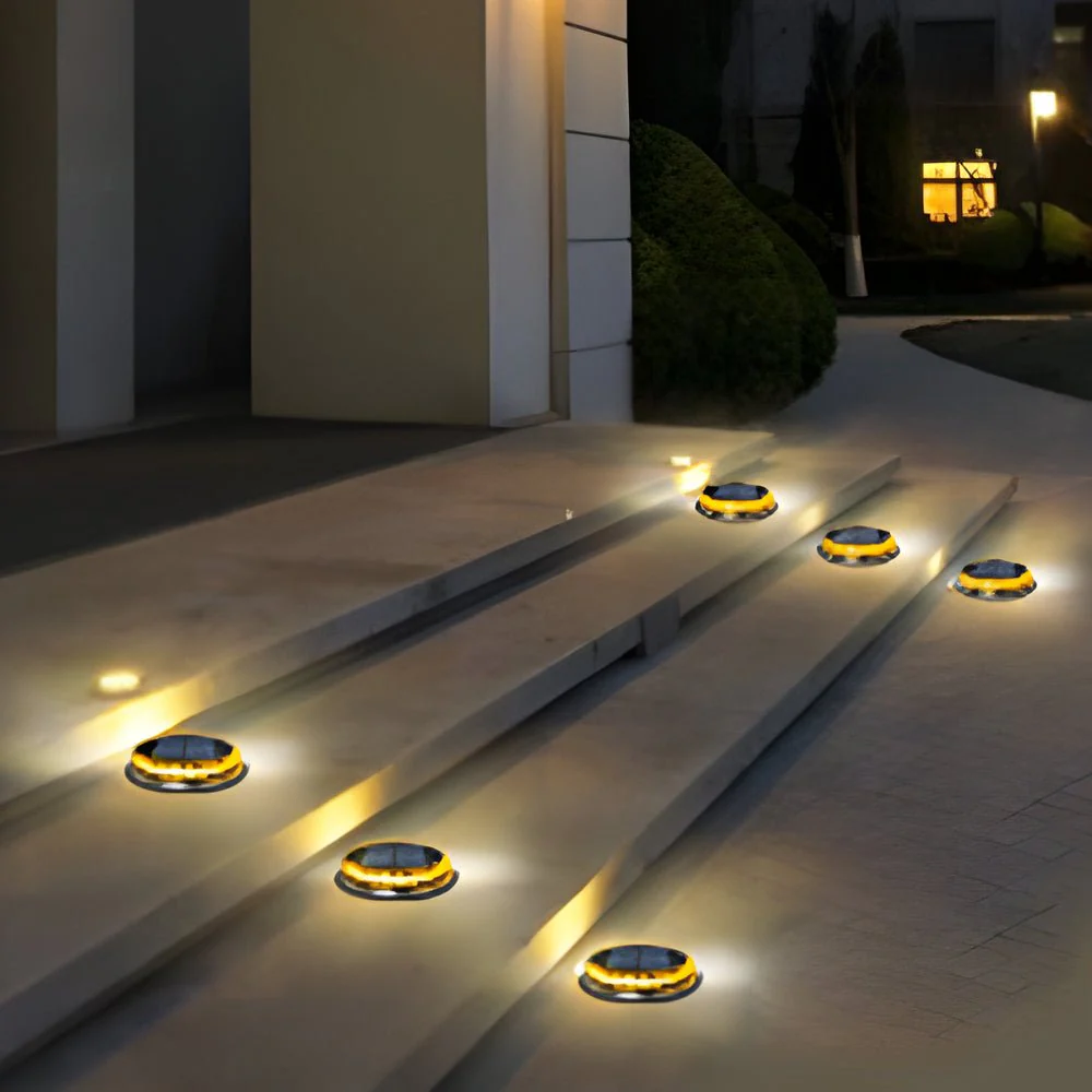 Eudoray Solar-Powered LED Disc Plastic Outdoor Pathway Lighting