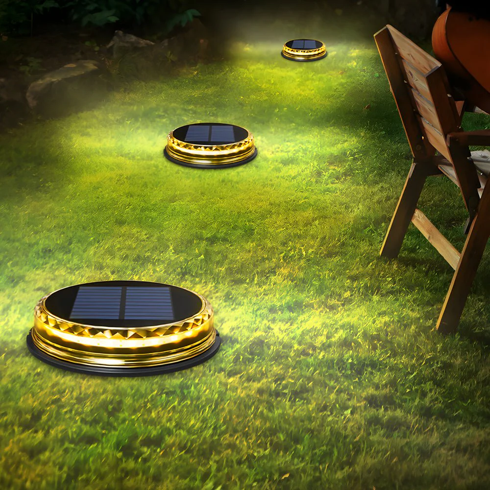 Eudoray Solar-Powered LED Disc Plastic Outdoor Pathway Lighting - Image 4