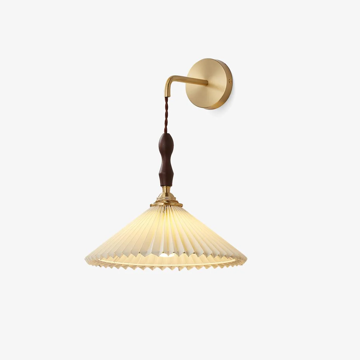 Eurlaeel Premium Elegance Pleated Walnut Wooden Wall Lamp