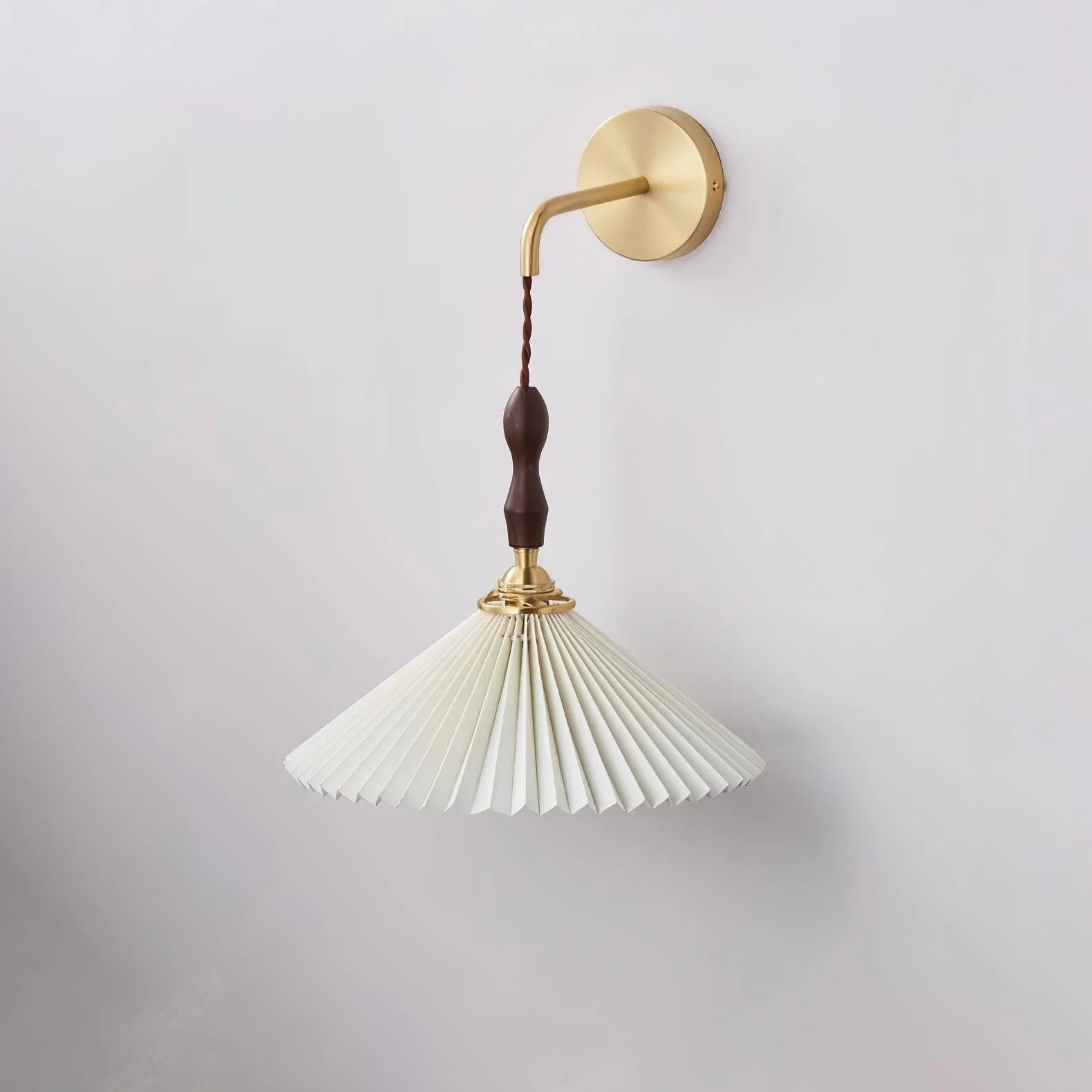 Eurlaeel Premium Elegance Pleated Walnut Wooden Wall Lamp - Image 12