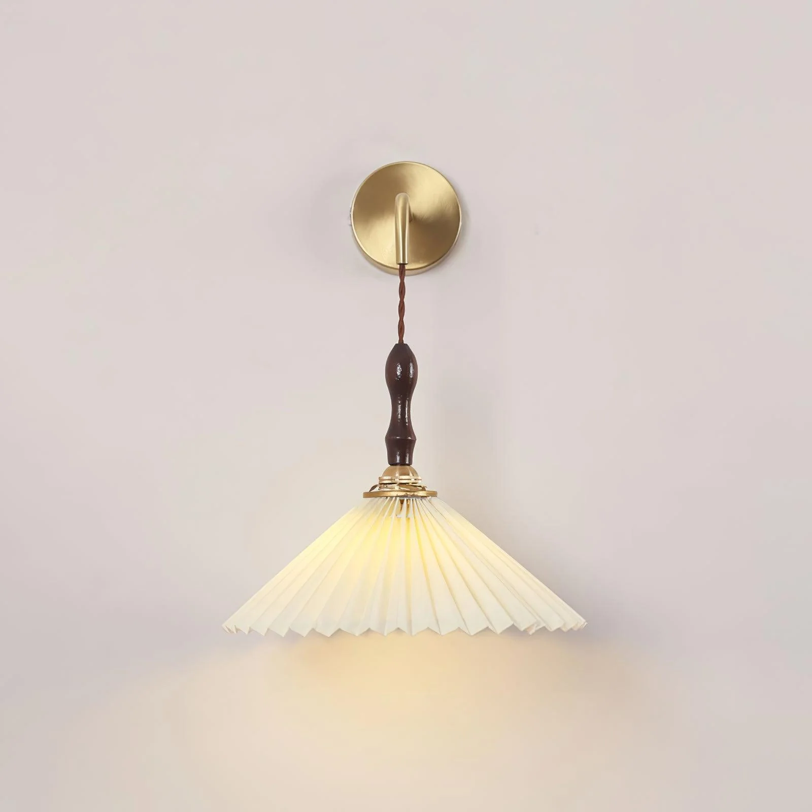 Eurlaeel Premium Elegance Pleated Walnut Wooden Wall Lamp - Image 24