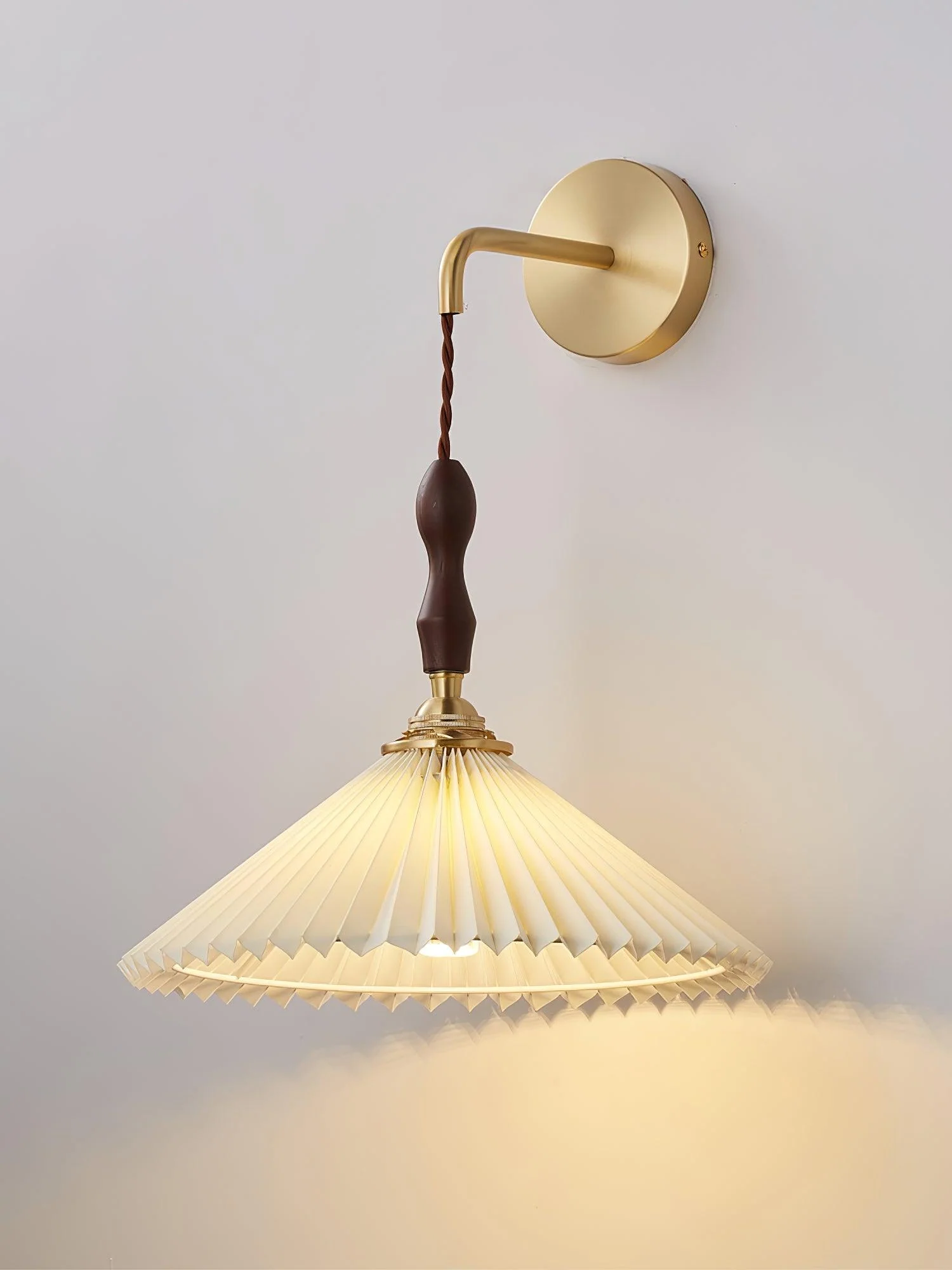 Eurlaeel Premium Elegance Pleated Walnut Wooden Wall Lamp - Image 5