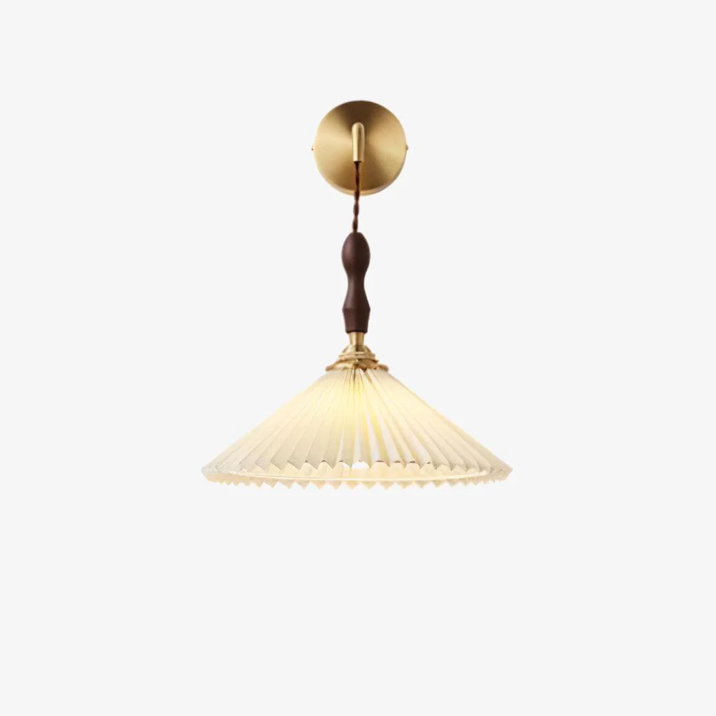 Eurlaeel Premium Elegance Pleated Walnut Wooden Wall Lamp - Image 6