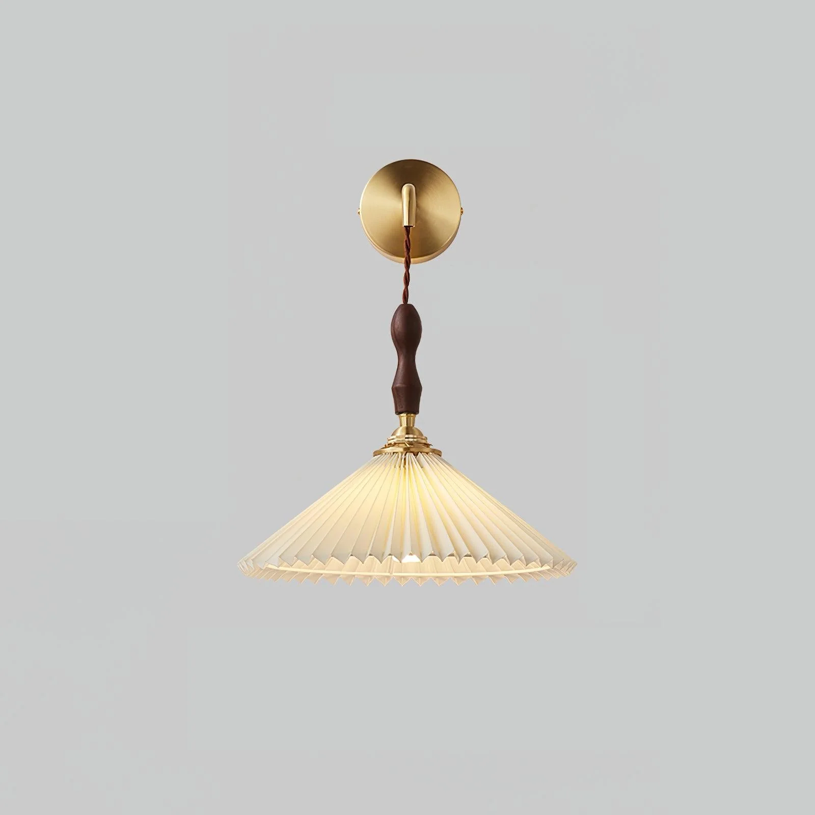 Eurlaeel Premium Elegance Pleated Walnut Wooden Wall Lamp - Image 7