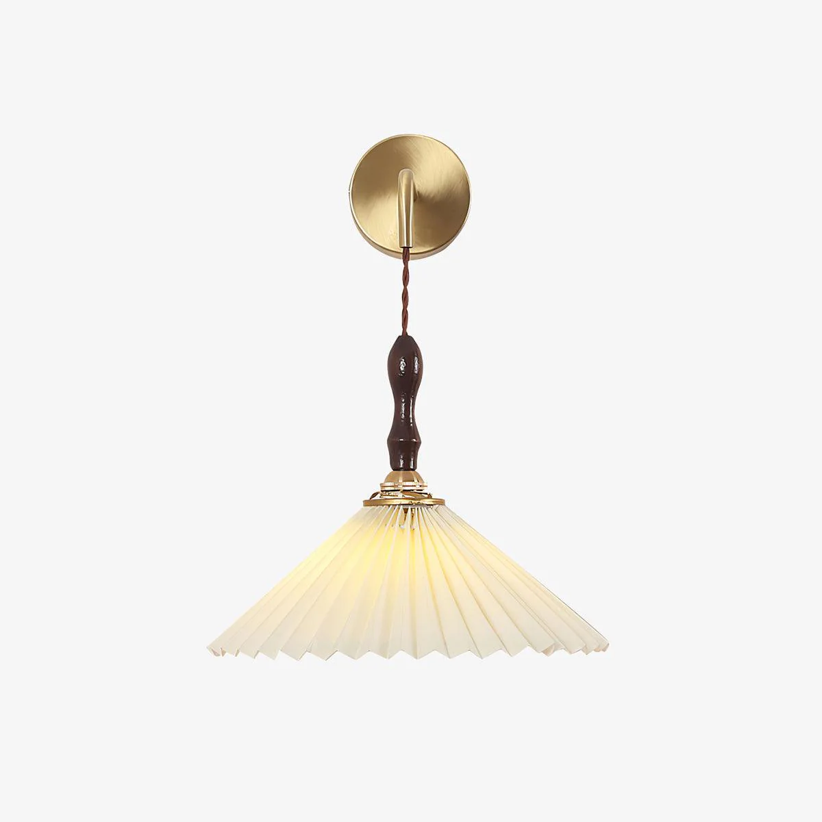 Eurlaeel Premium Elegance Pleated Walnut Wooden Wall Lamp - Image 9