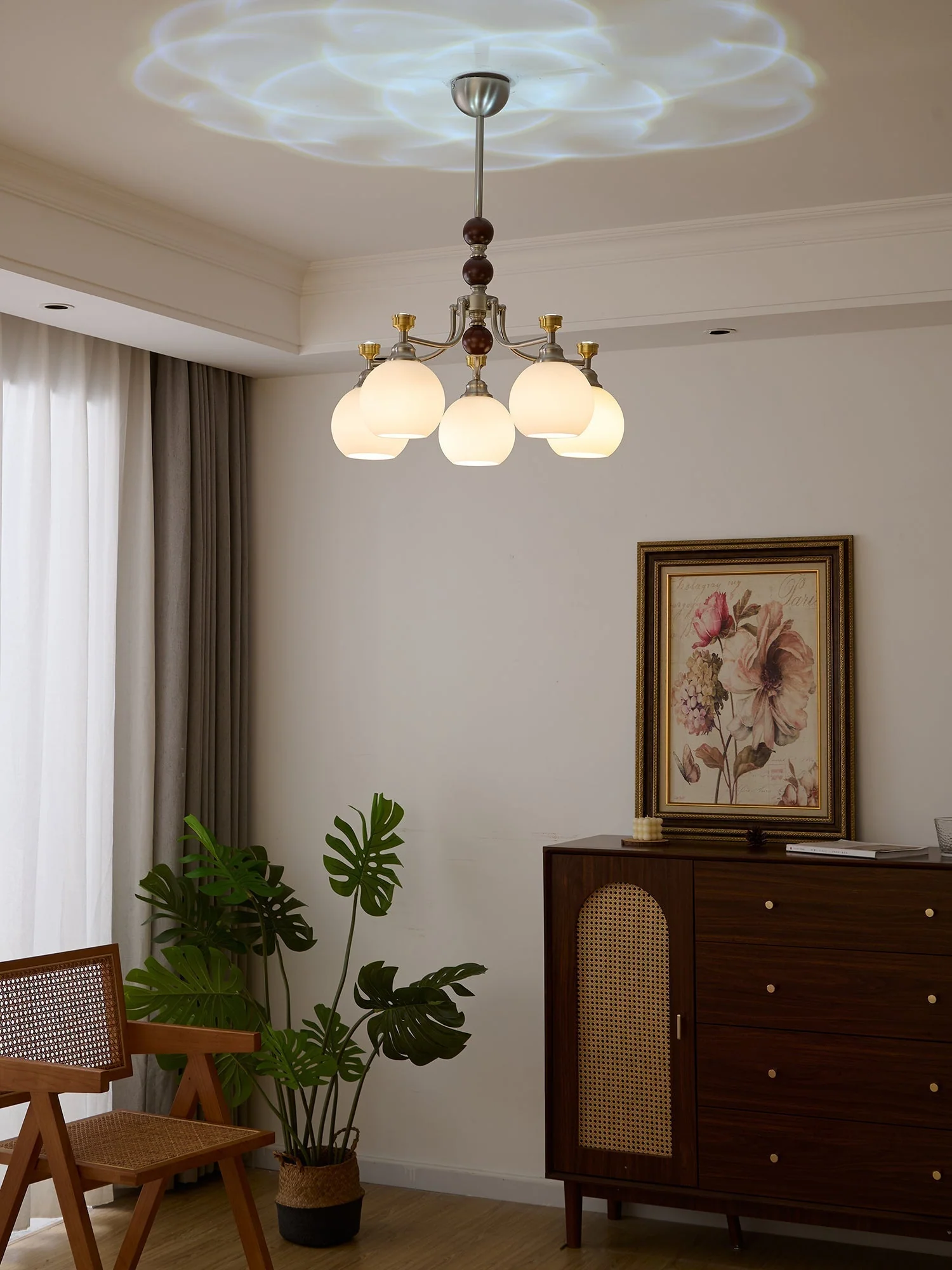 Eursoria Traditional Art Orb Wood Glass Chandelier - Image 11