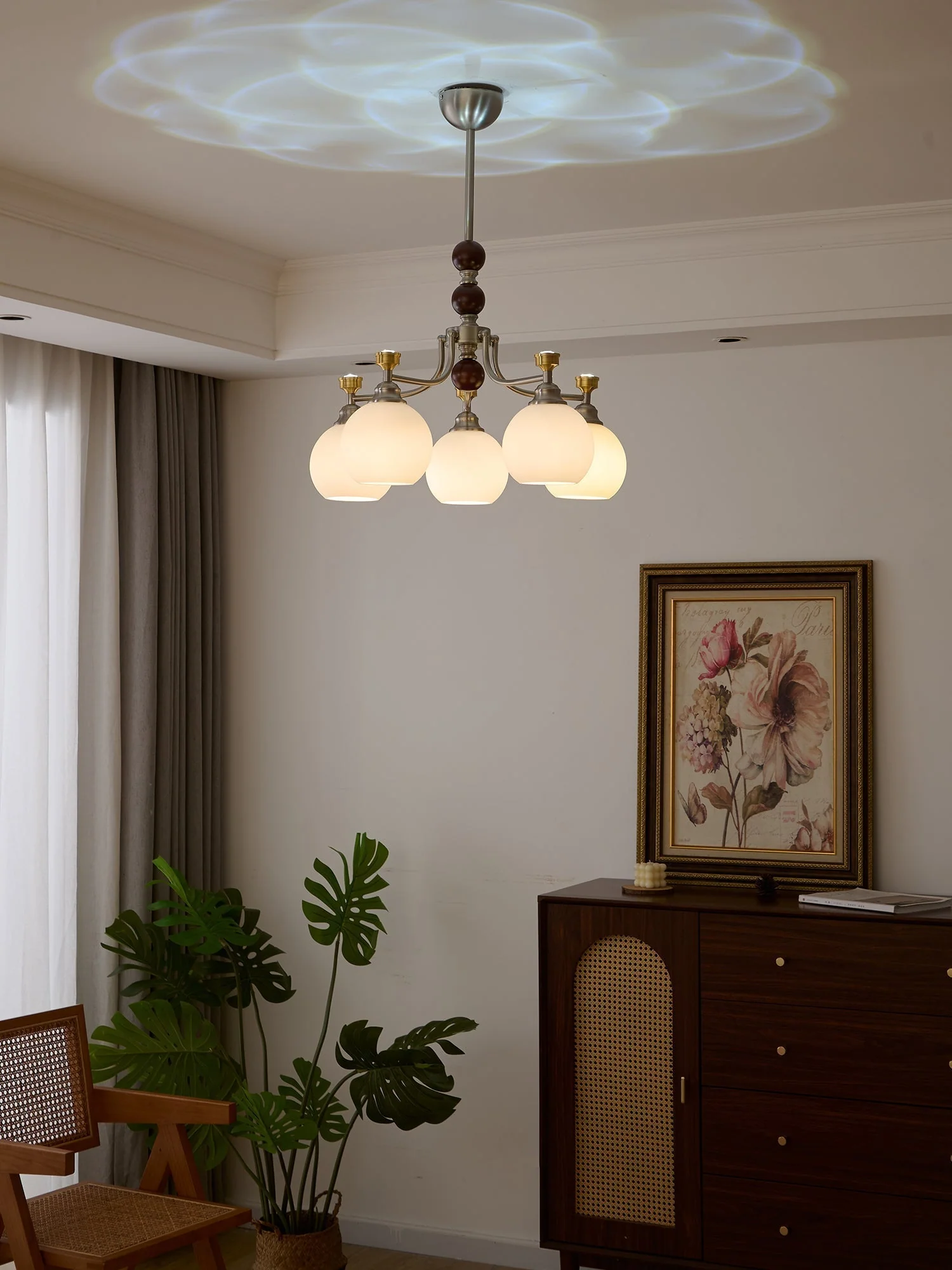 Eursoria Traditional Art Orb Wood Glass Chandelier - Image 13