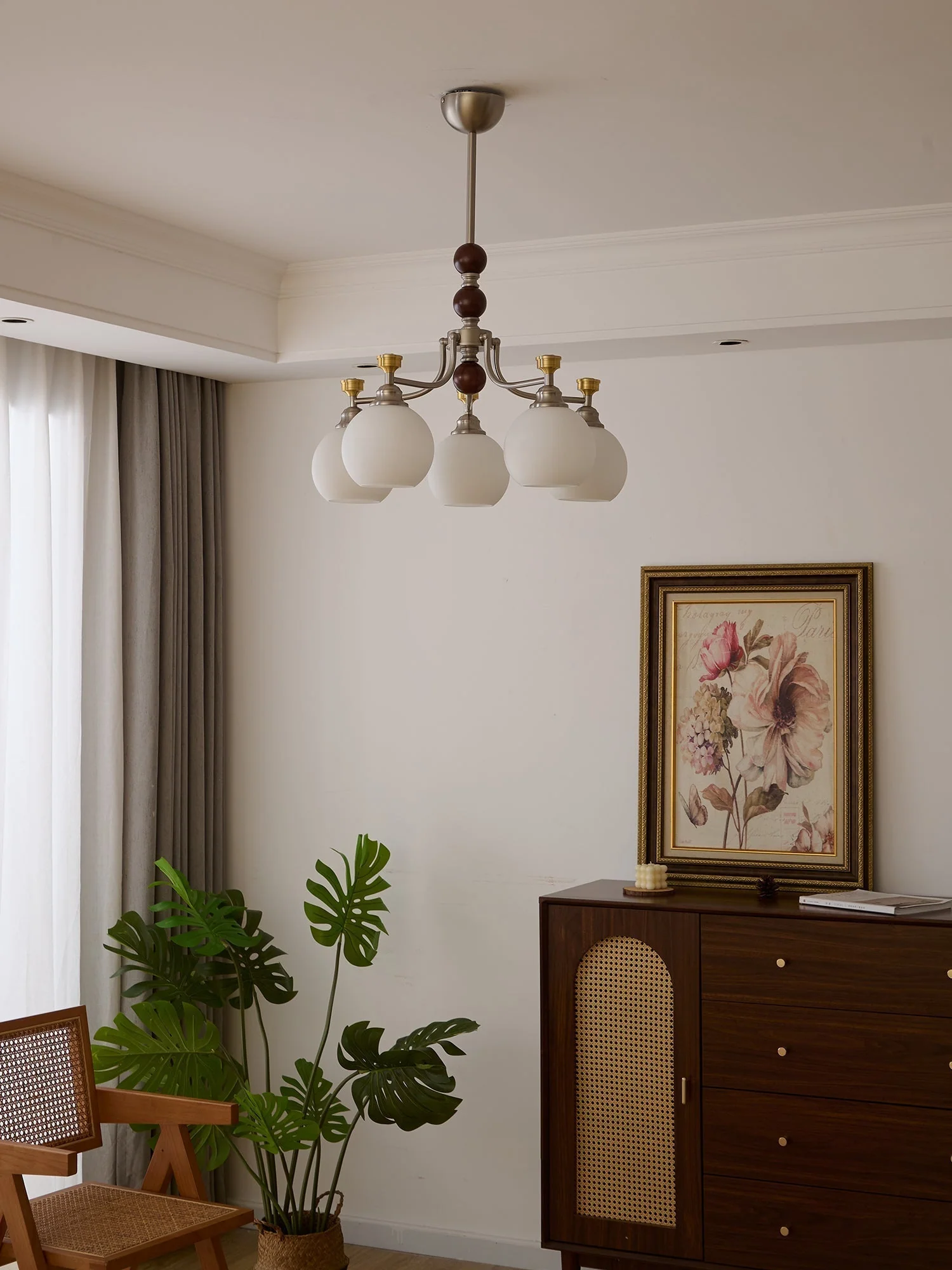 Eursoria Traditional Art Orb Wood Glass Chandelier - Image 14