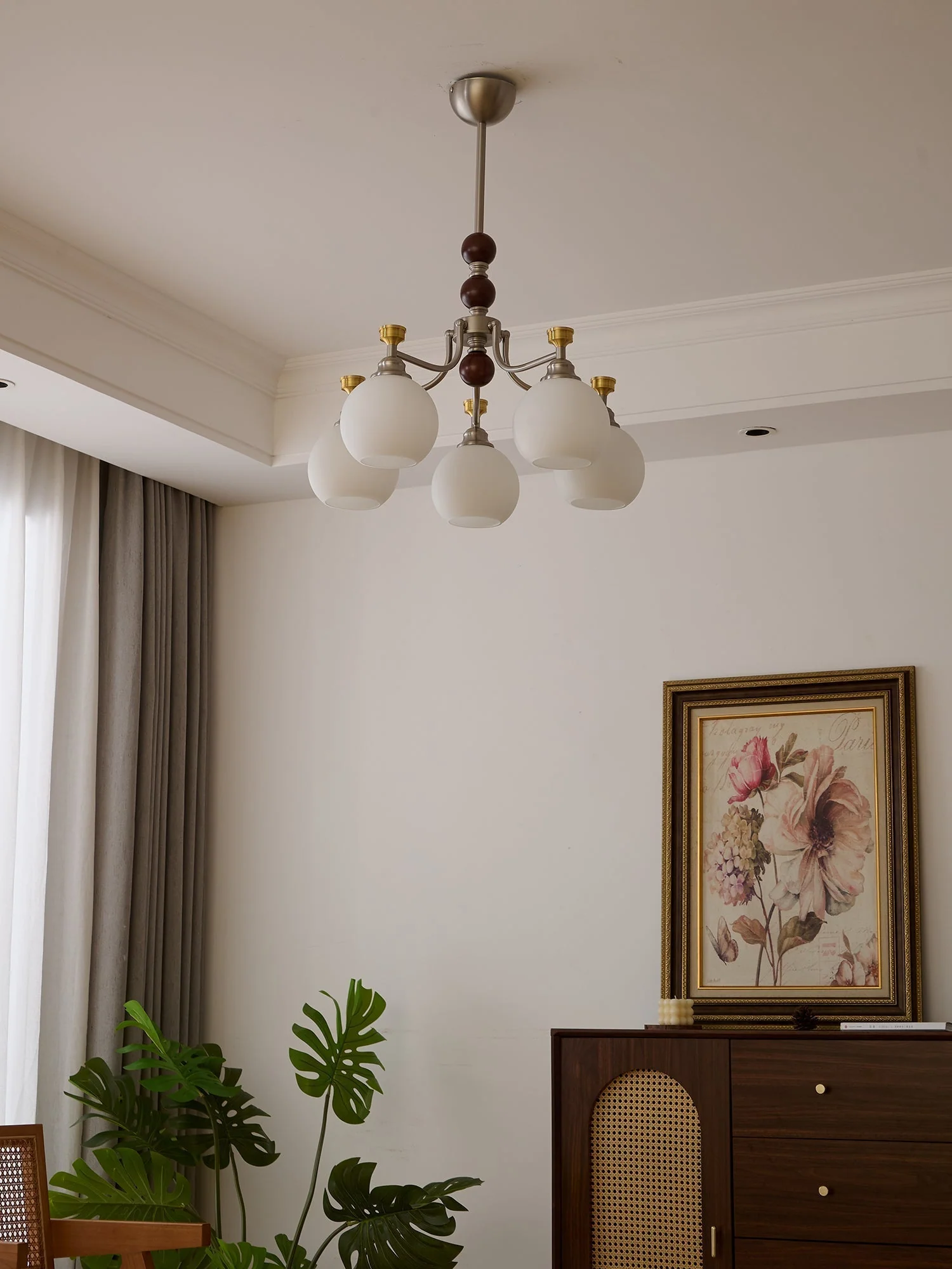 Eursoria Traditional Art Orb Wood Glass Chandelier - Image 15