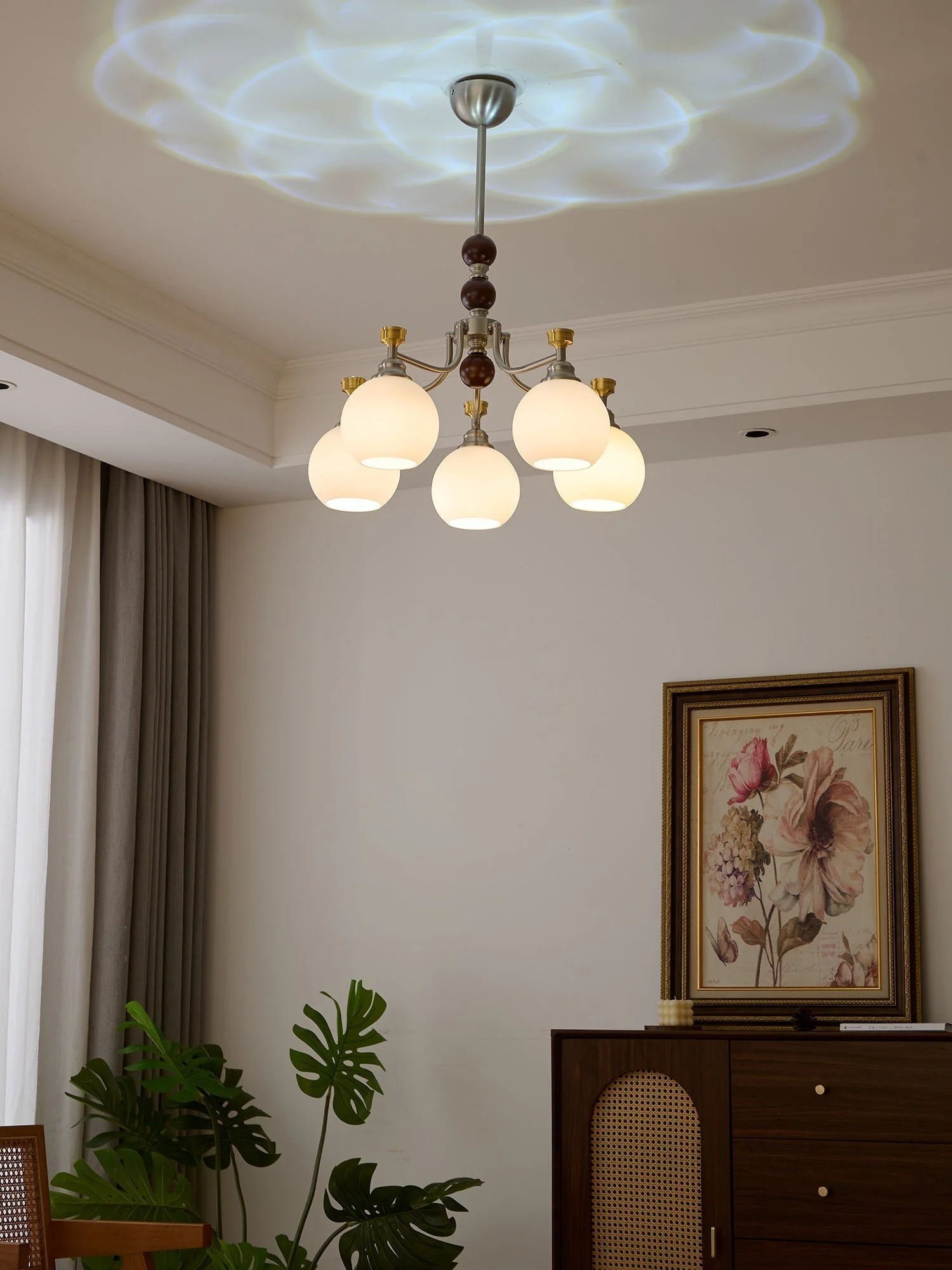 Eursoria Traditional Art Orb Wood Glass Chandelier - Image 17