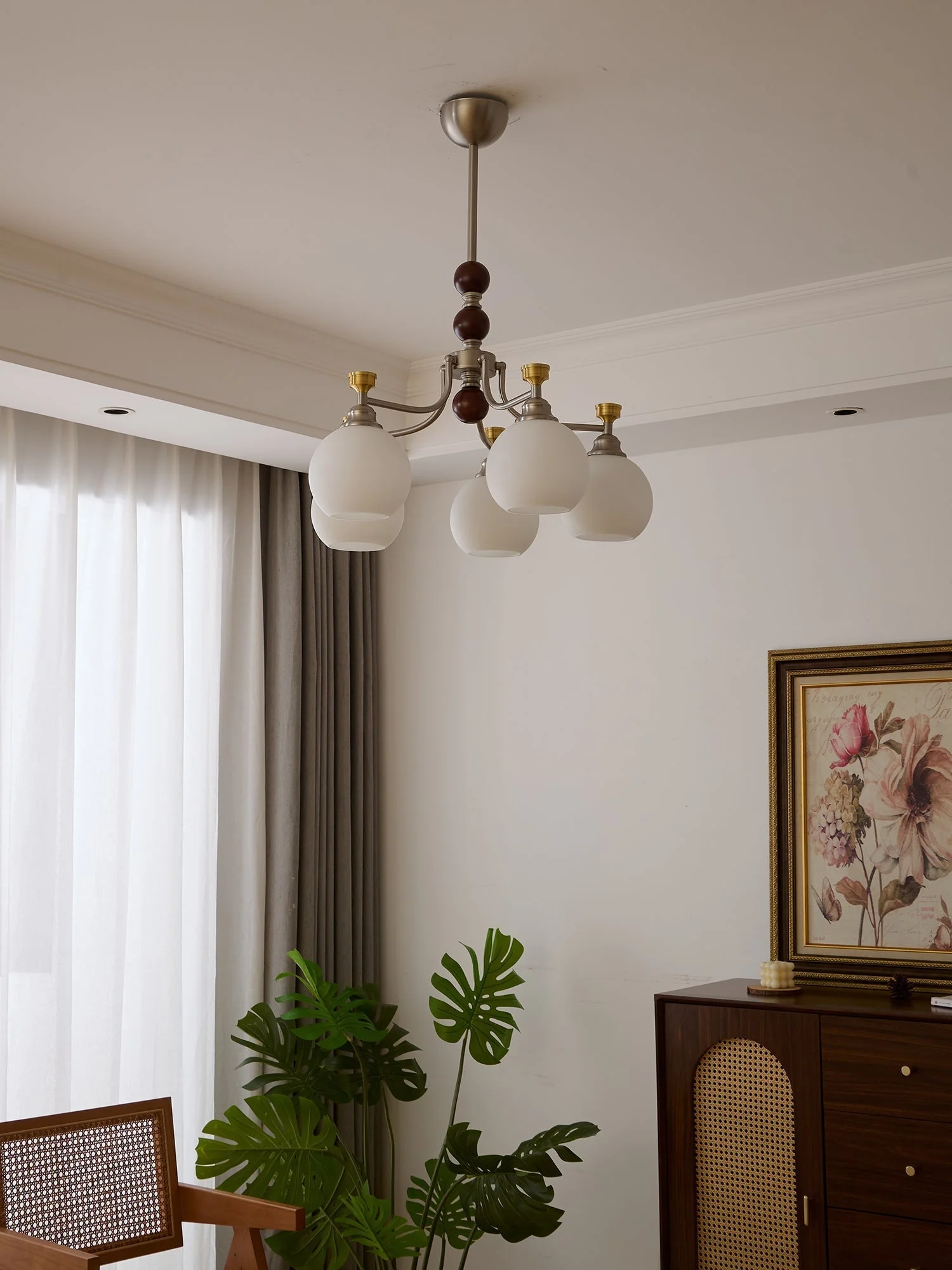 Eursoria Traditional Art Orb Wood Glass Chandelier - Image 18