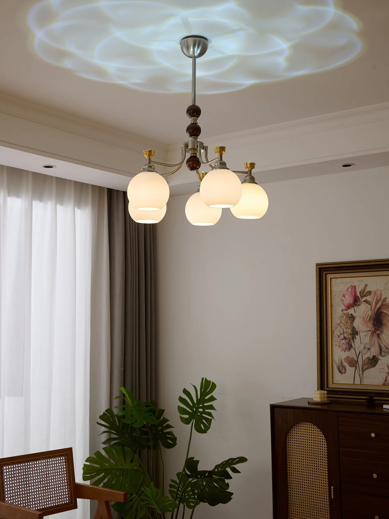 Eursoria Traditional Art Orb Wood Glass Chandelier - Image 19