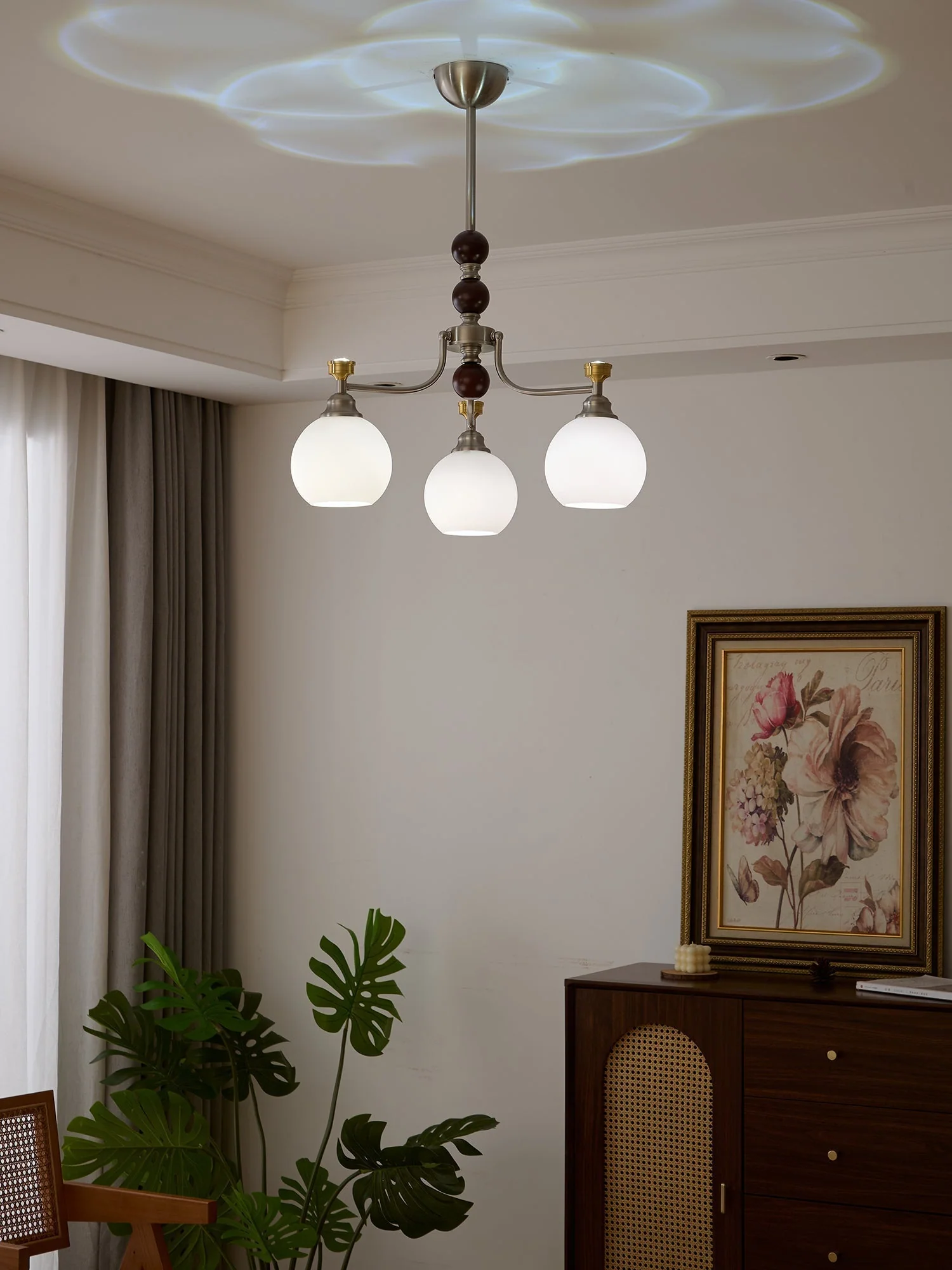 Eursoria Traditional Art Orb Wood Glass Chandelier - Image 21