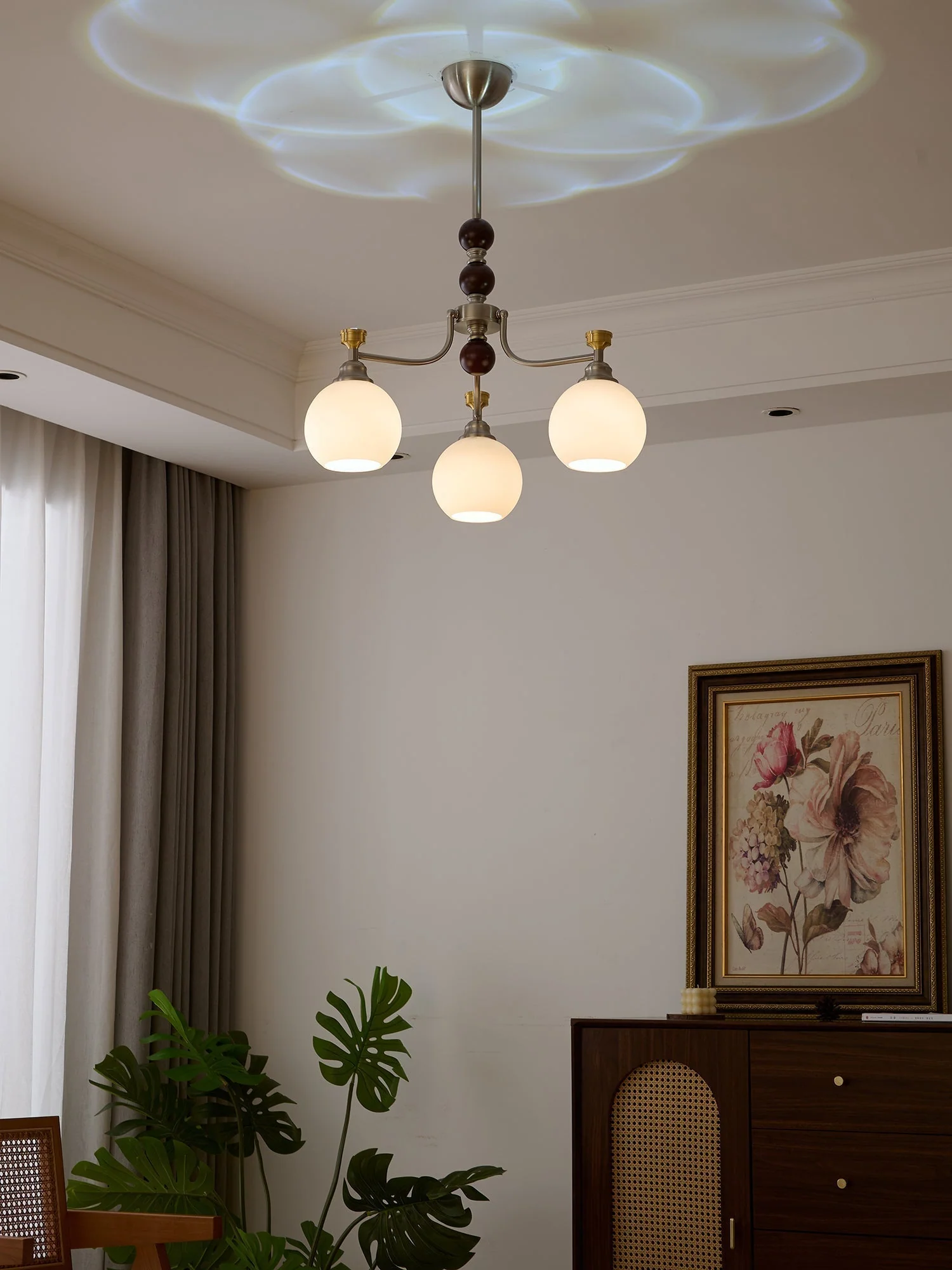 Eursoria Traditional Art Orb Wood Glass Chandelier - Image 25