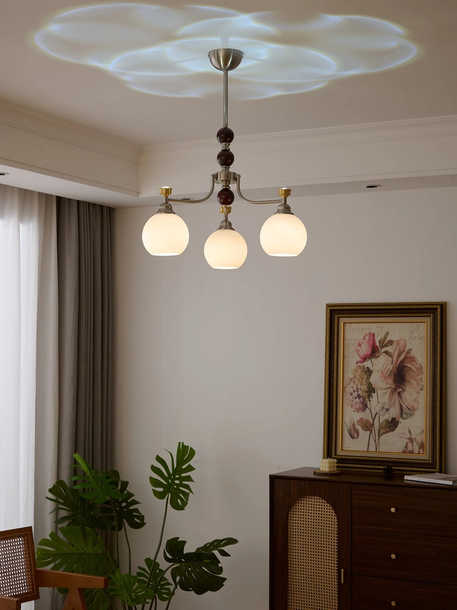Eursoria Traditional Art Orb Wood Glass Chandelier - Image 29