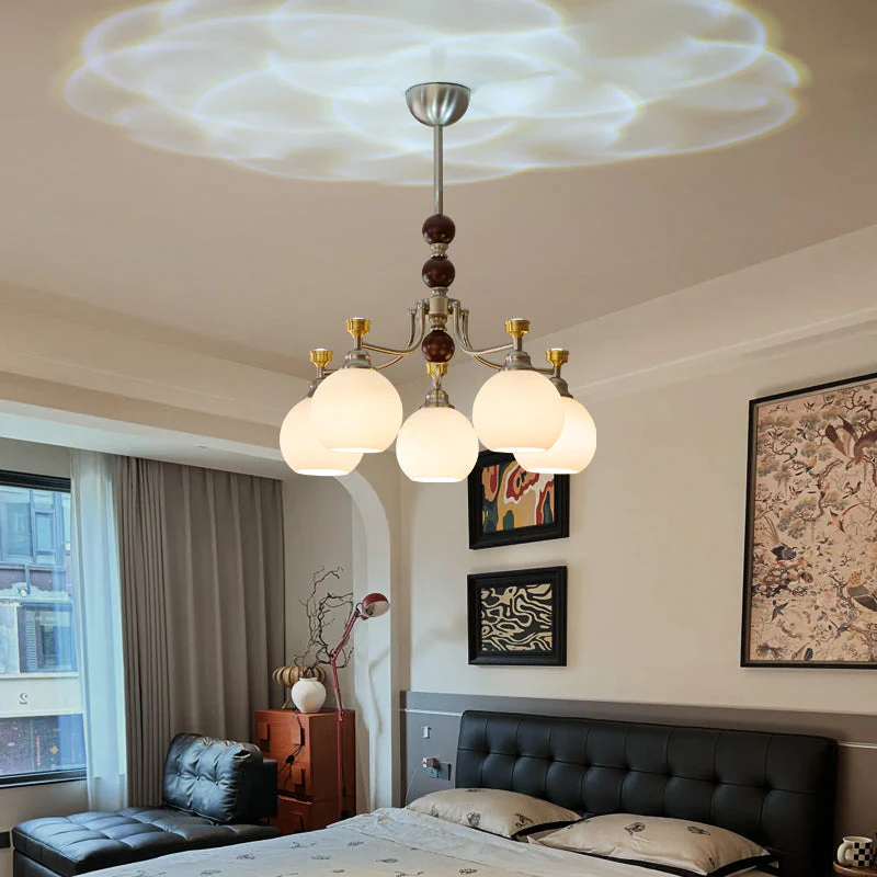 Eursoria Traditional Art Orb Wood Glass Chandelier - Image 31
