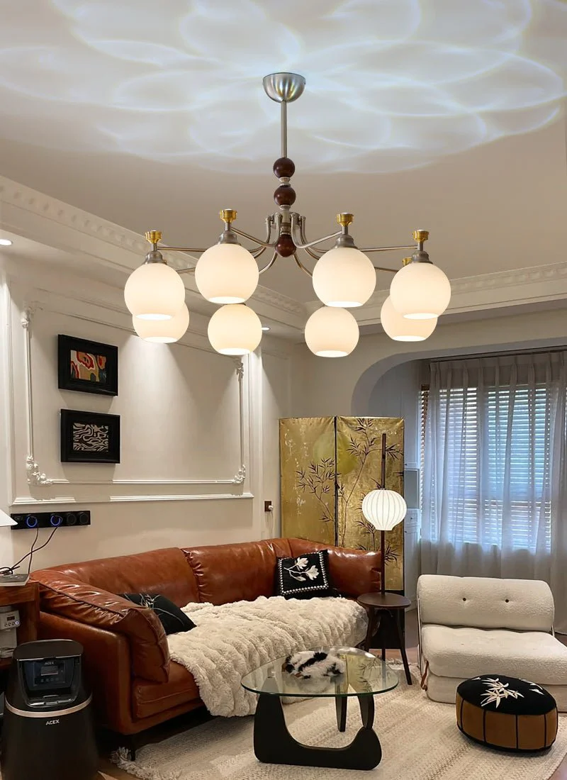 Eursoria Traditional Art Orb Wood Glass Chandelier - Image 34