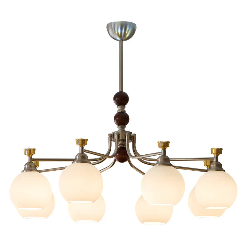 Eursoria Traditional Art Orb Wood Glass Chandelier - Image 39