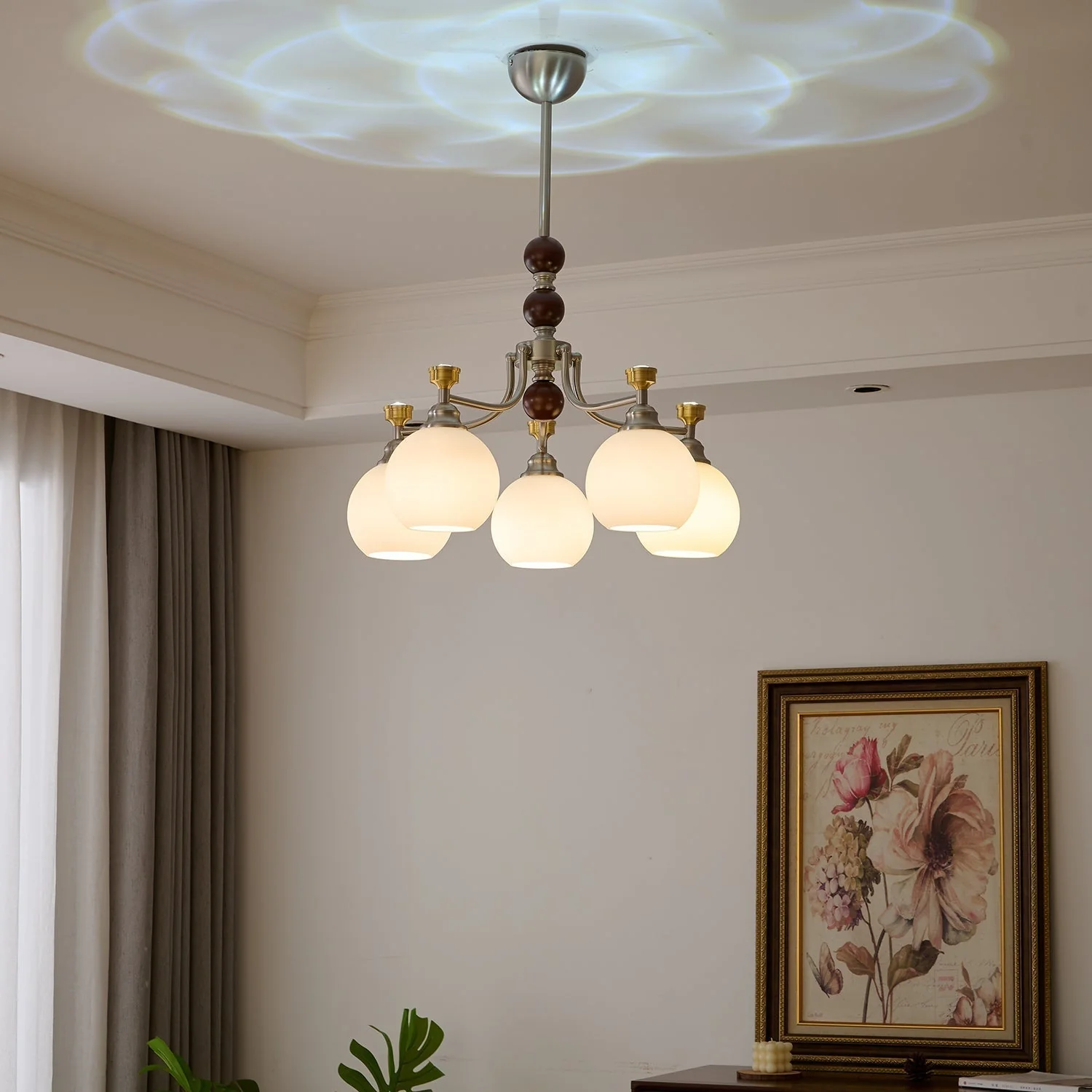 Eursoria Traditional Art Orb Wood Glass Chandelier - Image 40