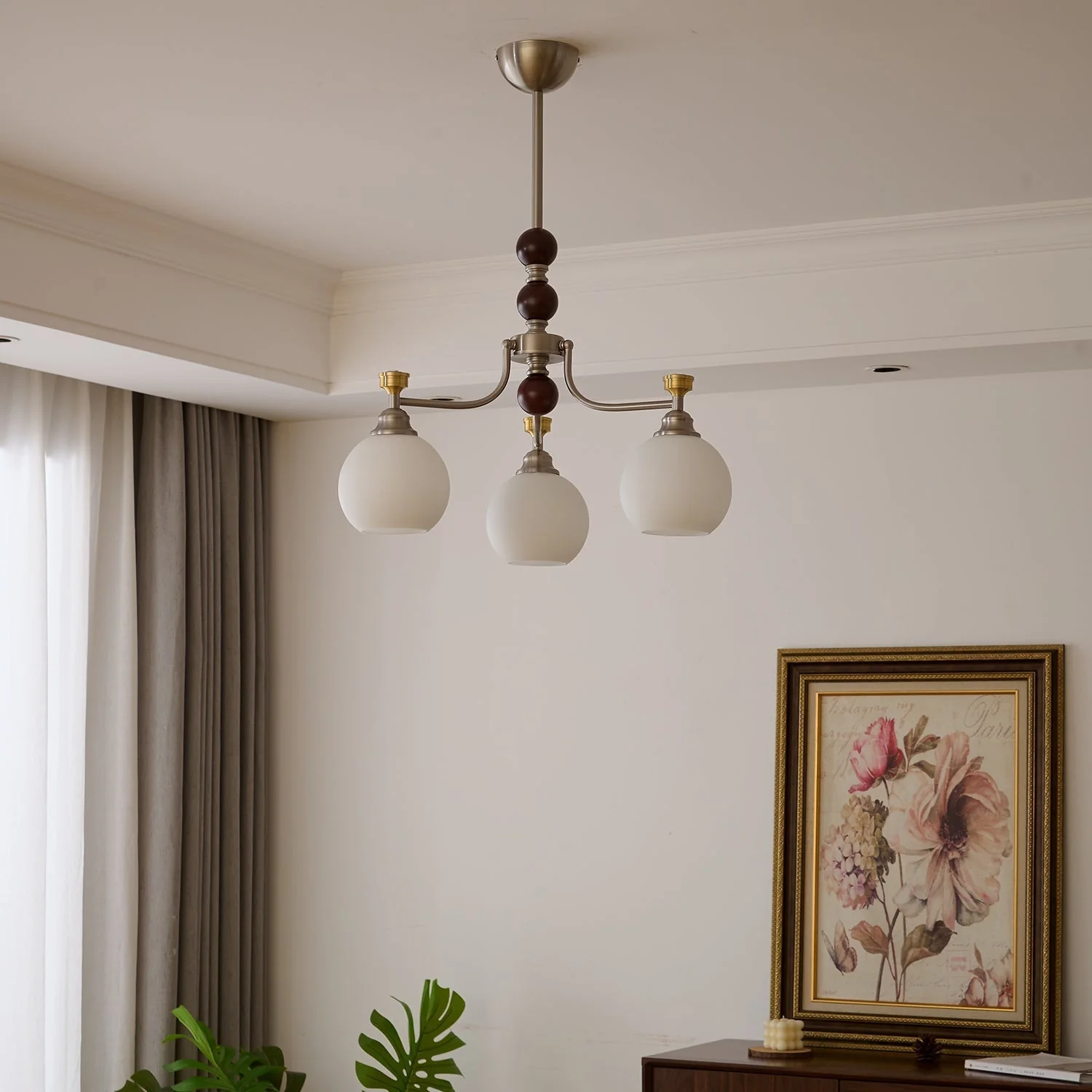 Eursoria Traditional Art Orb Wood Glass Chandelier - Image 41